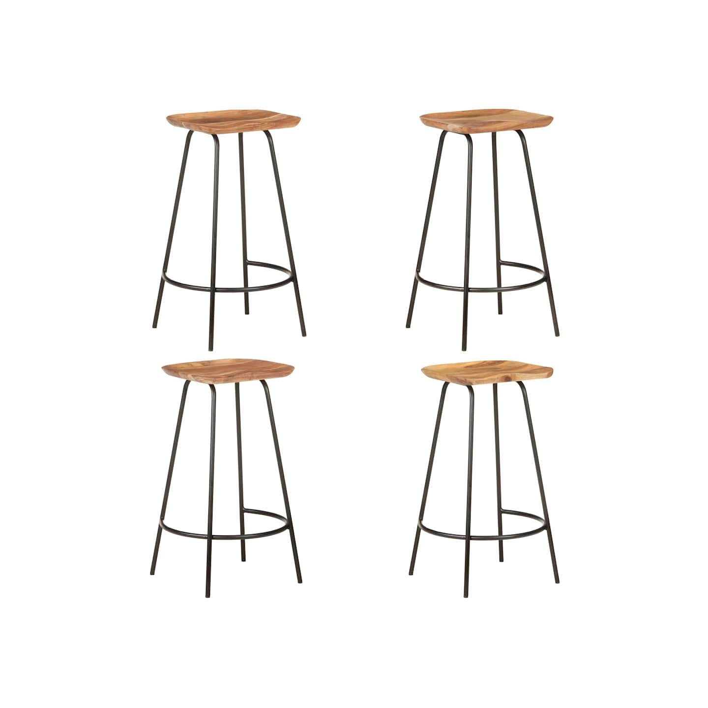 Tabourets de bar lot de 4 bois d'acacia solide