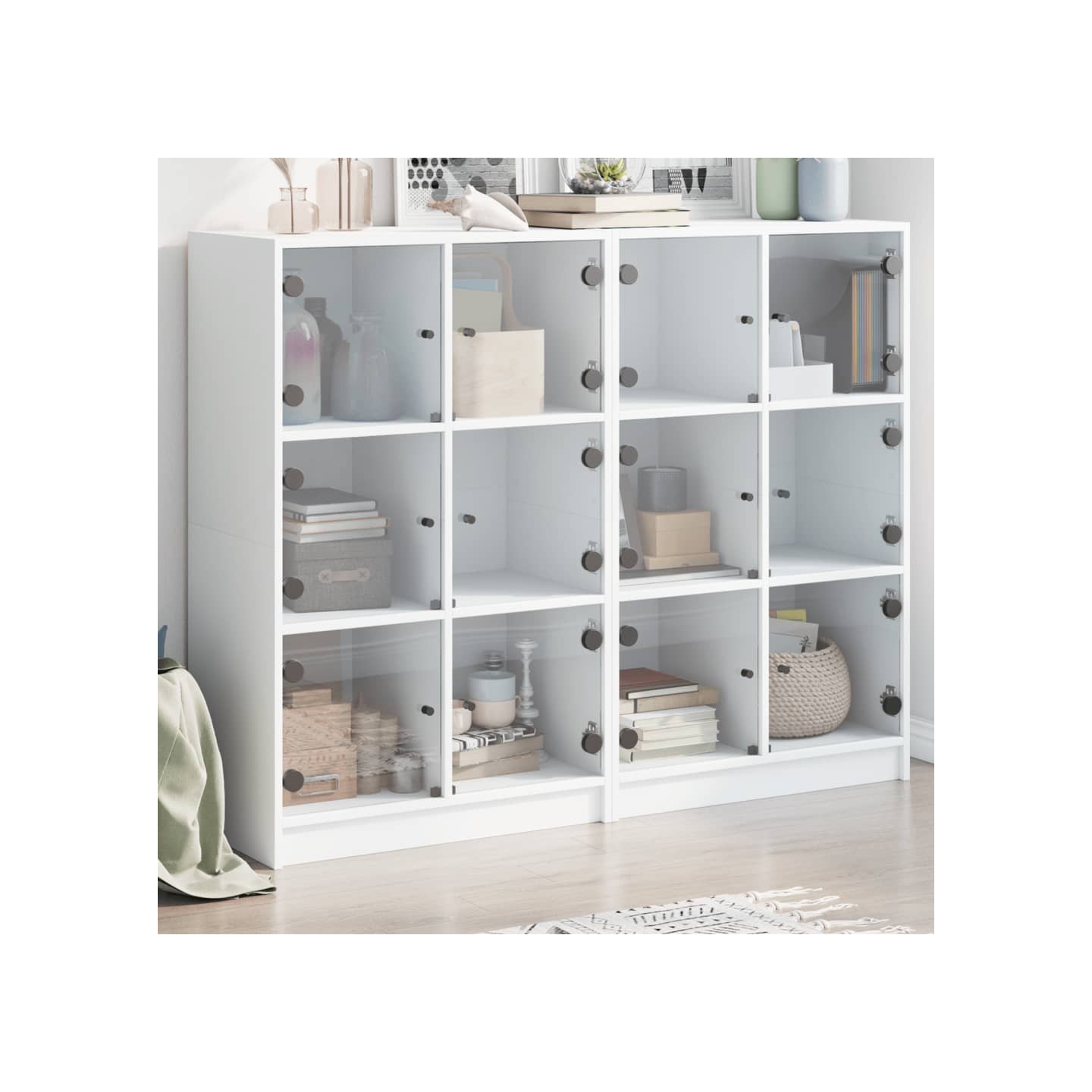 Bibliothèque avec portes blanc 136x37x109 cm bois d'ingénierie