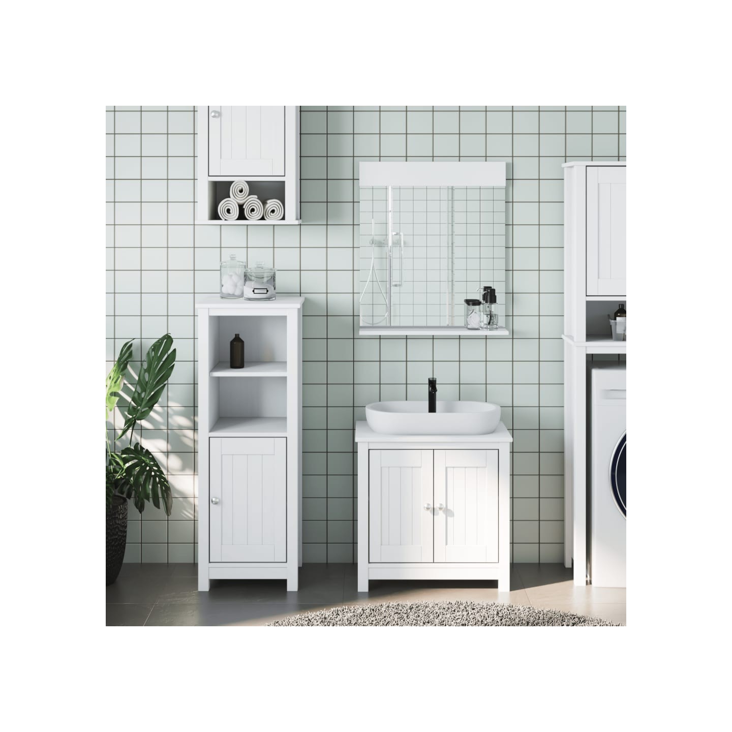 Meubles de salle de bain 3 pcs BERG blanc bois de pin massif