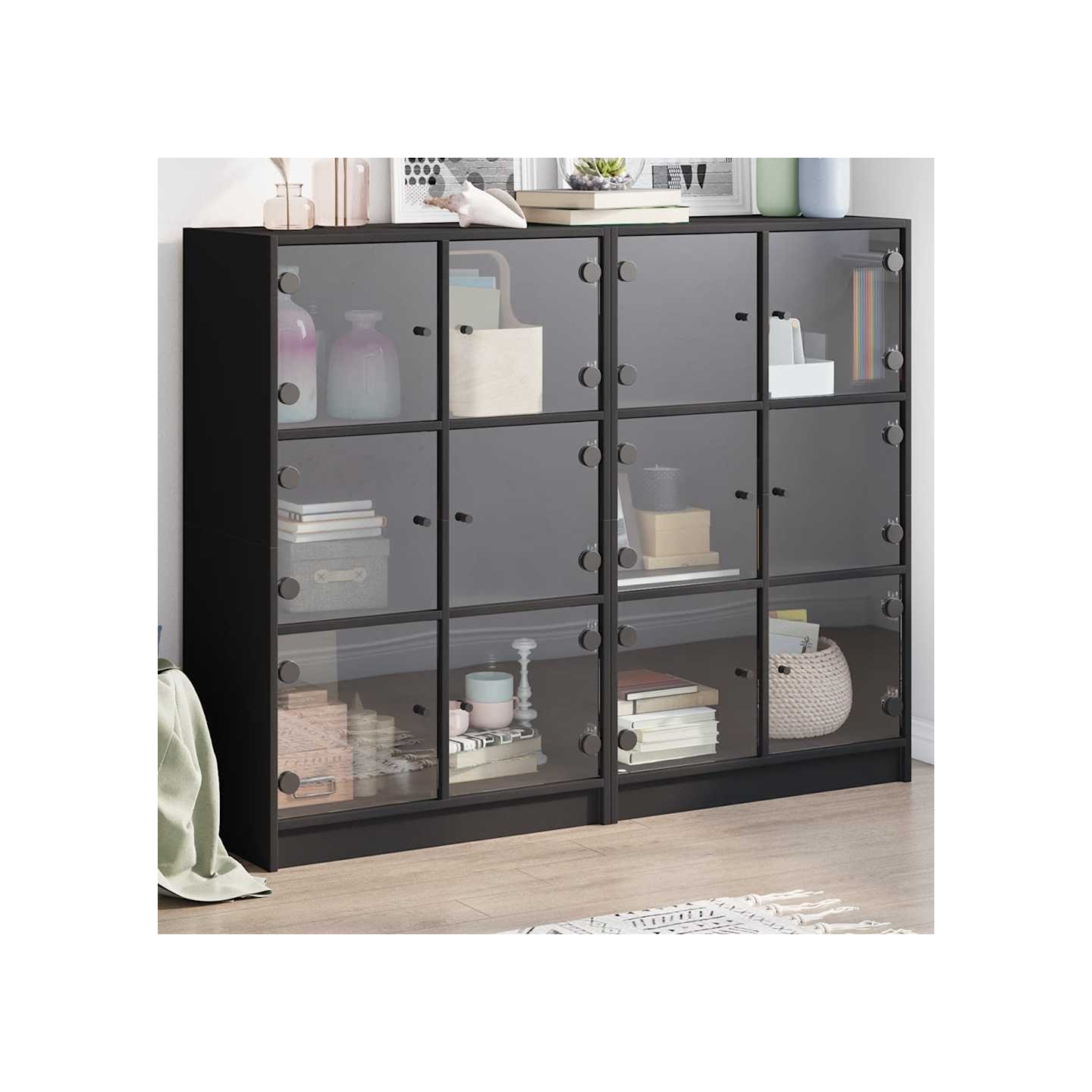 Bibliothèque avec portes noir 136x37x109 cm bois d'ingénierie