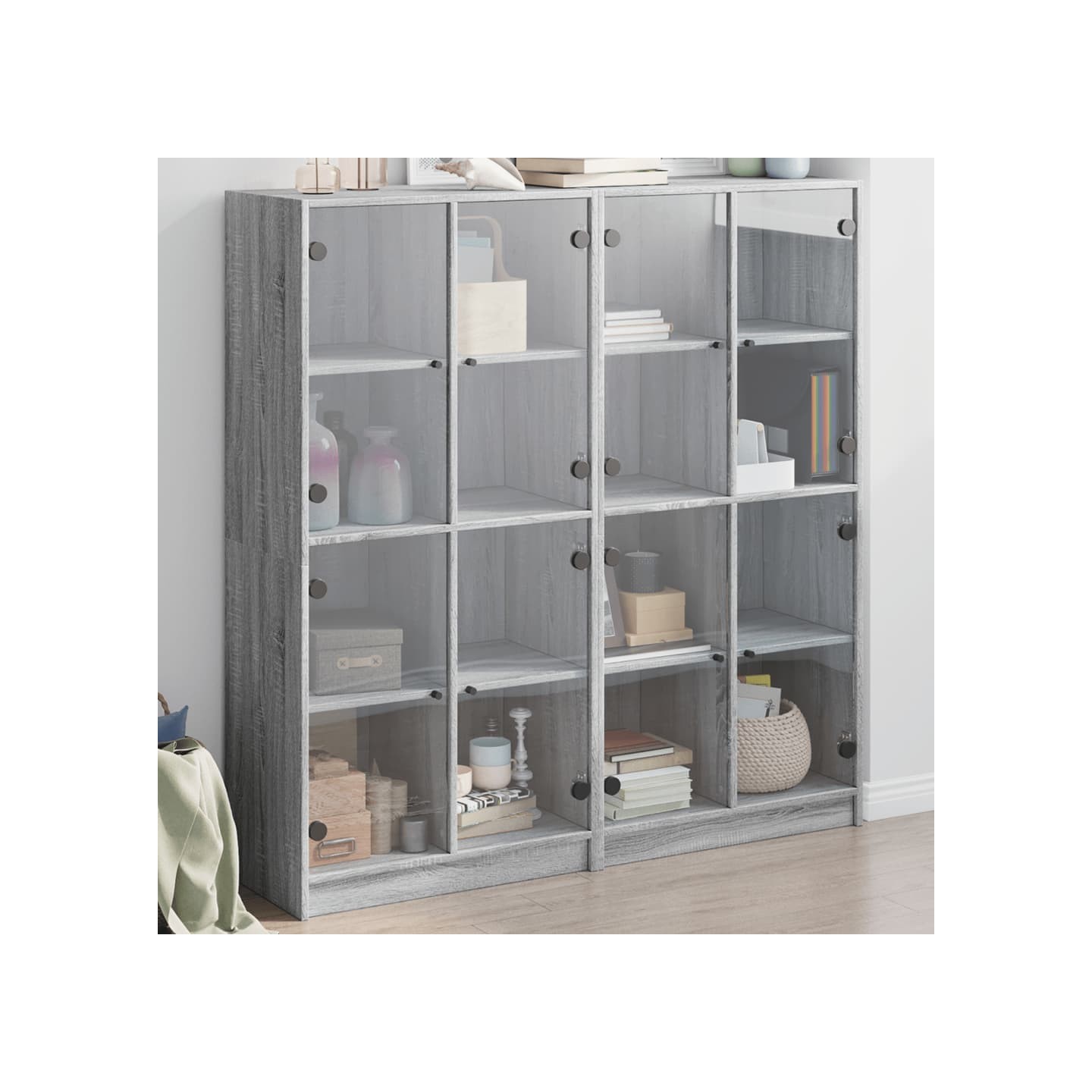 Bibliothèque avec portes sonoma gris 136x37x142 cm