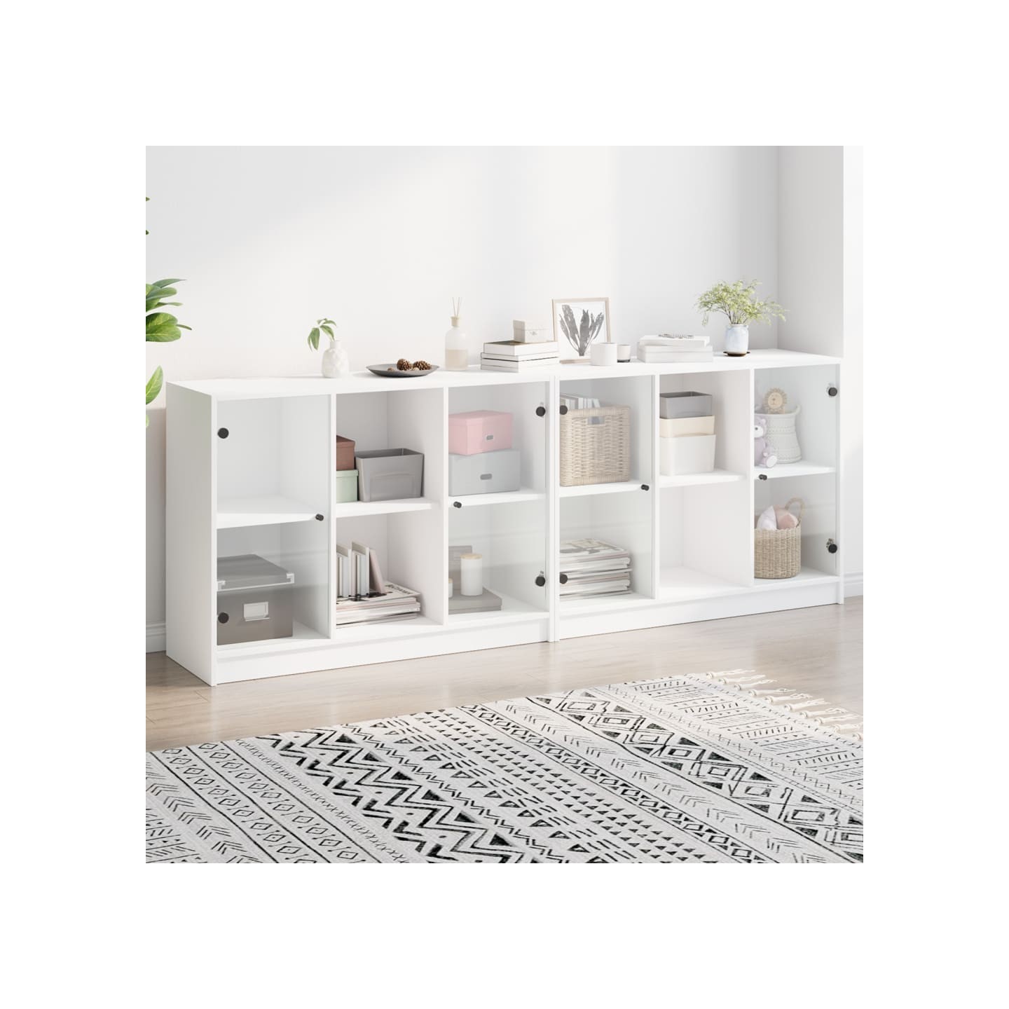 Bibliothèque avec portes blanc 204x37x75 cm bois d'ingénierie