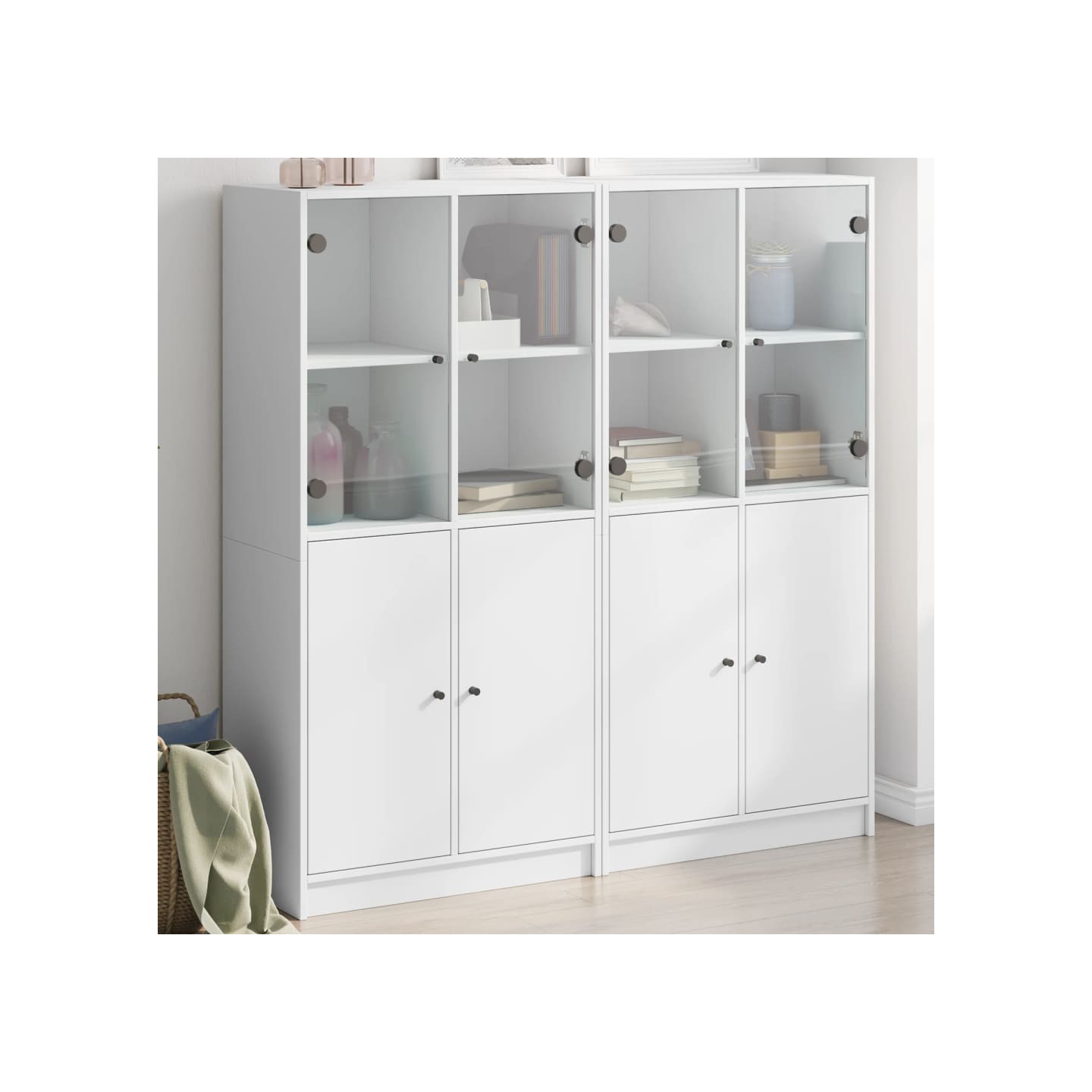 Bibliothèque avec portes blanc 136x37x142 cm bois d'ingénierie