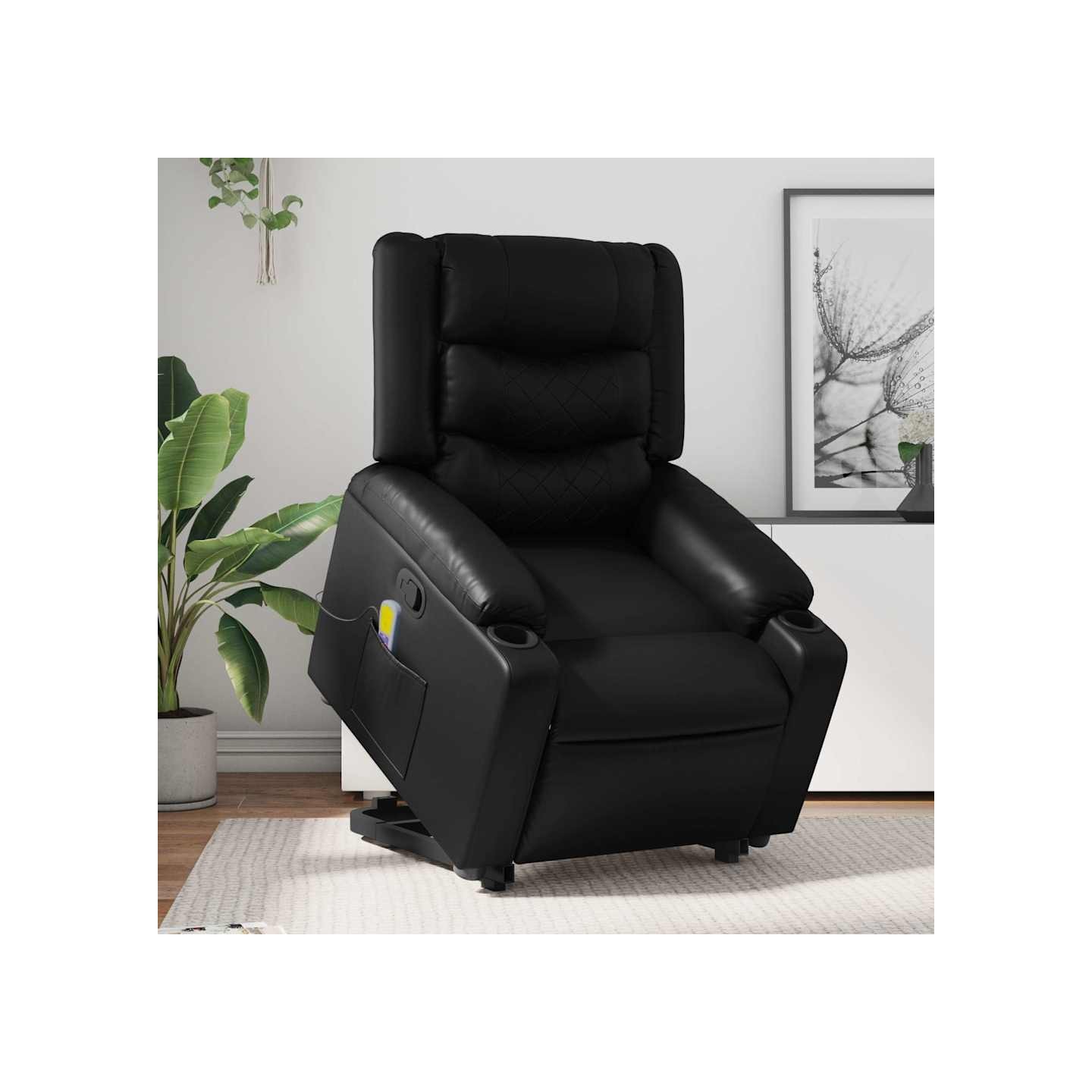 Fauteuil inclinable de massage Noir Similicuir