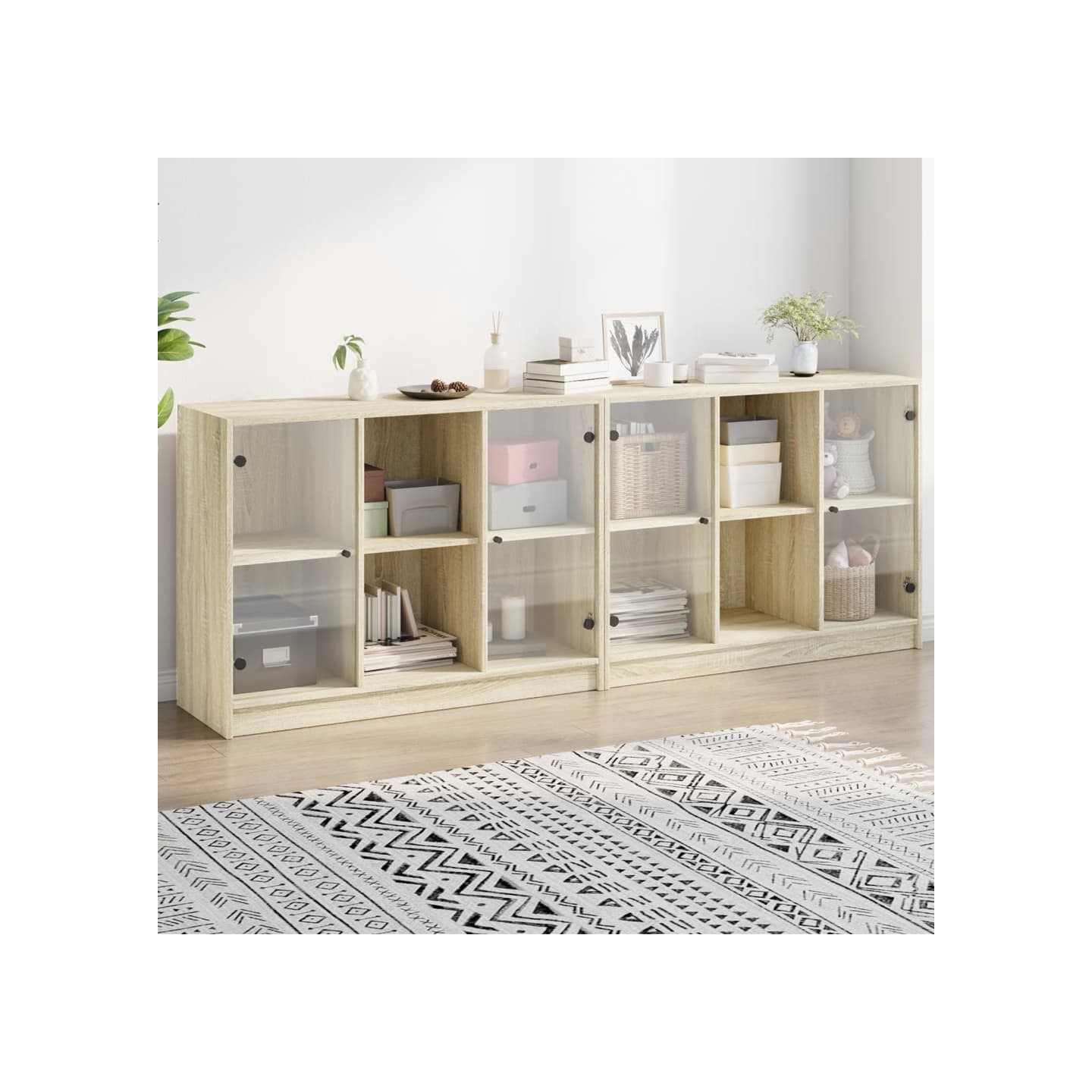 Bibliothèque avec portes chêne sonoma 204x37x75 cm