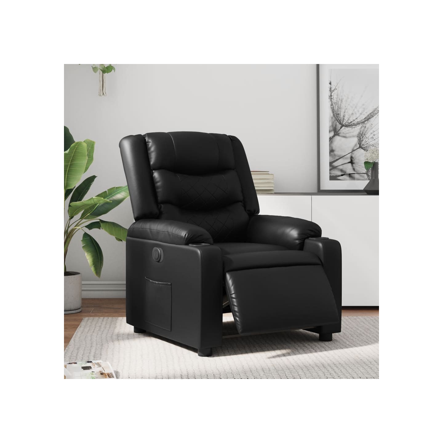 Fauteuil inclinable électrique Noir Similicuir