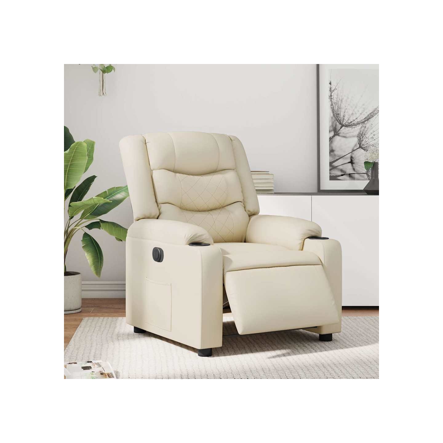 Fauteuil inclinable électrique Crème Similicuir