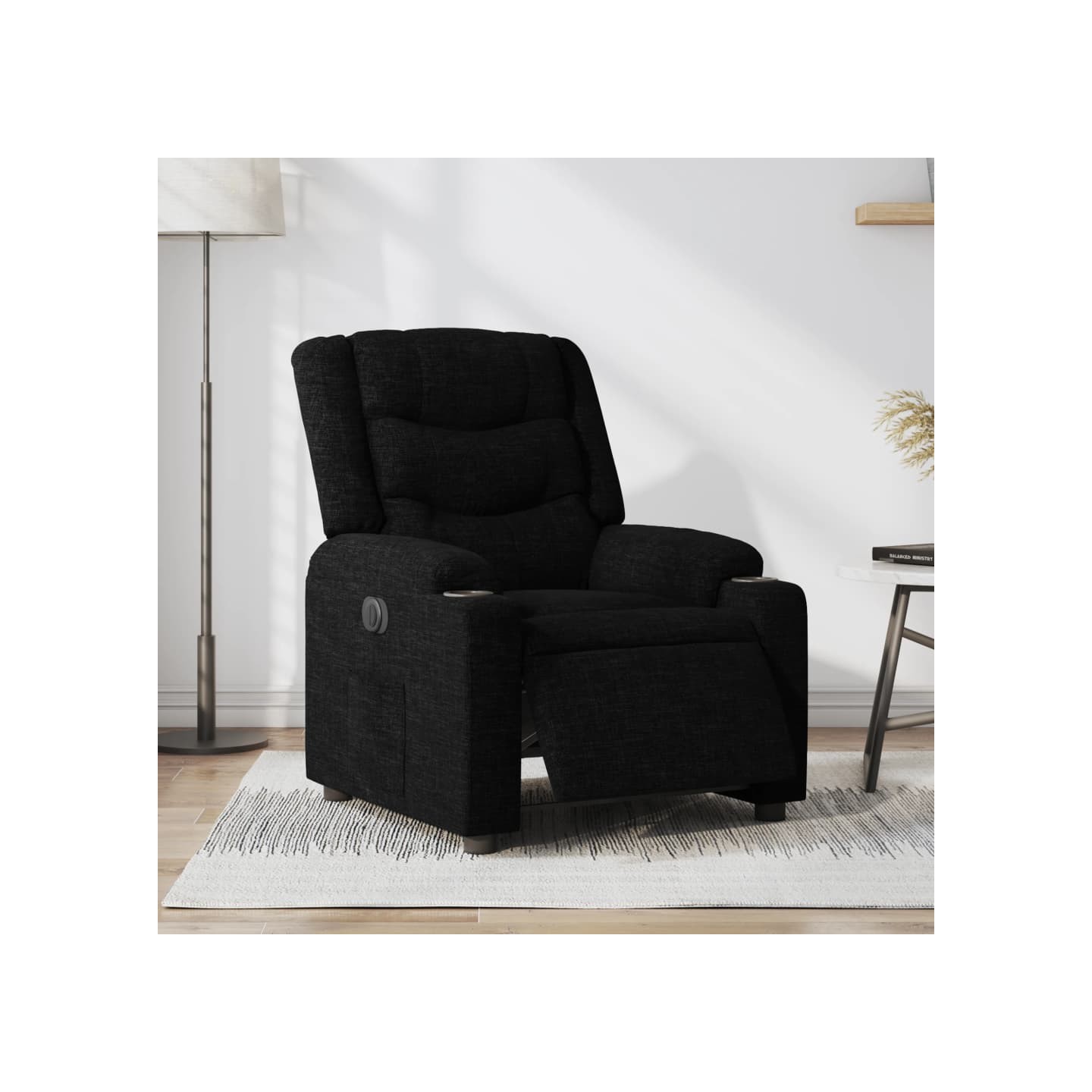 Fauteuil inclinable électrique Noir Tissu