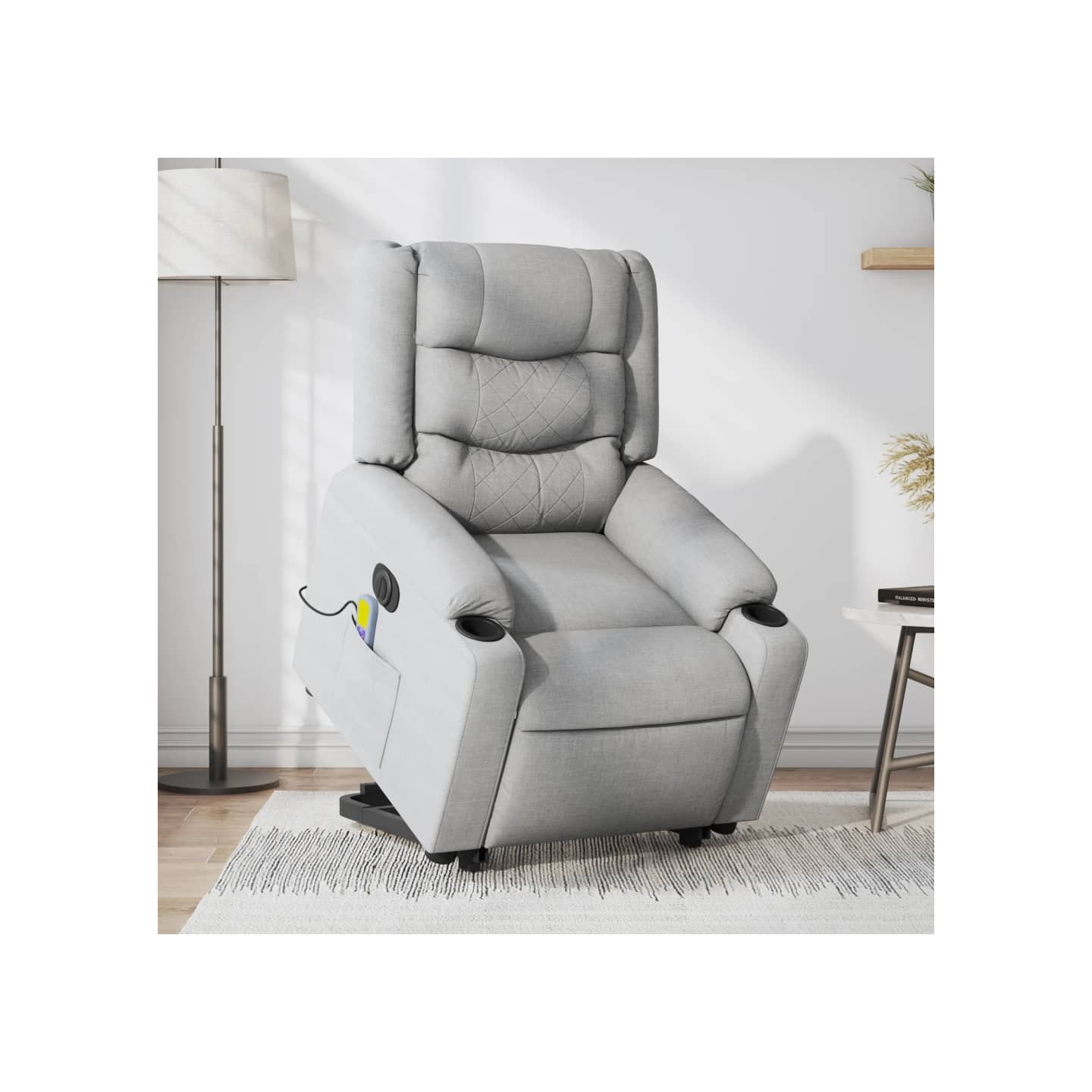Fauteuil inclinable de massage électrique Gris clair Tissu
