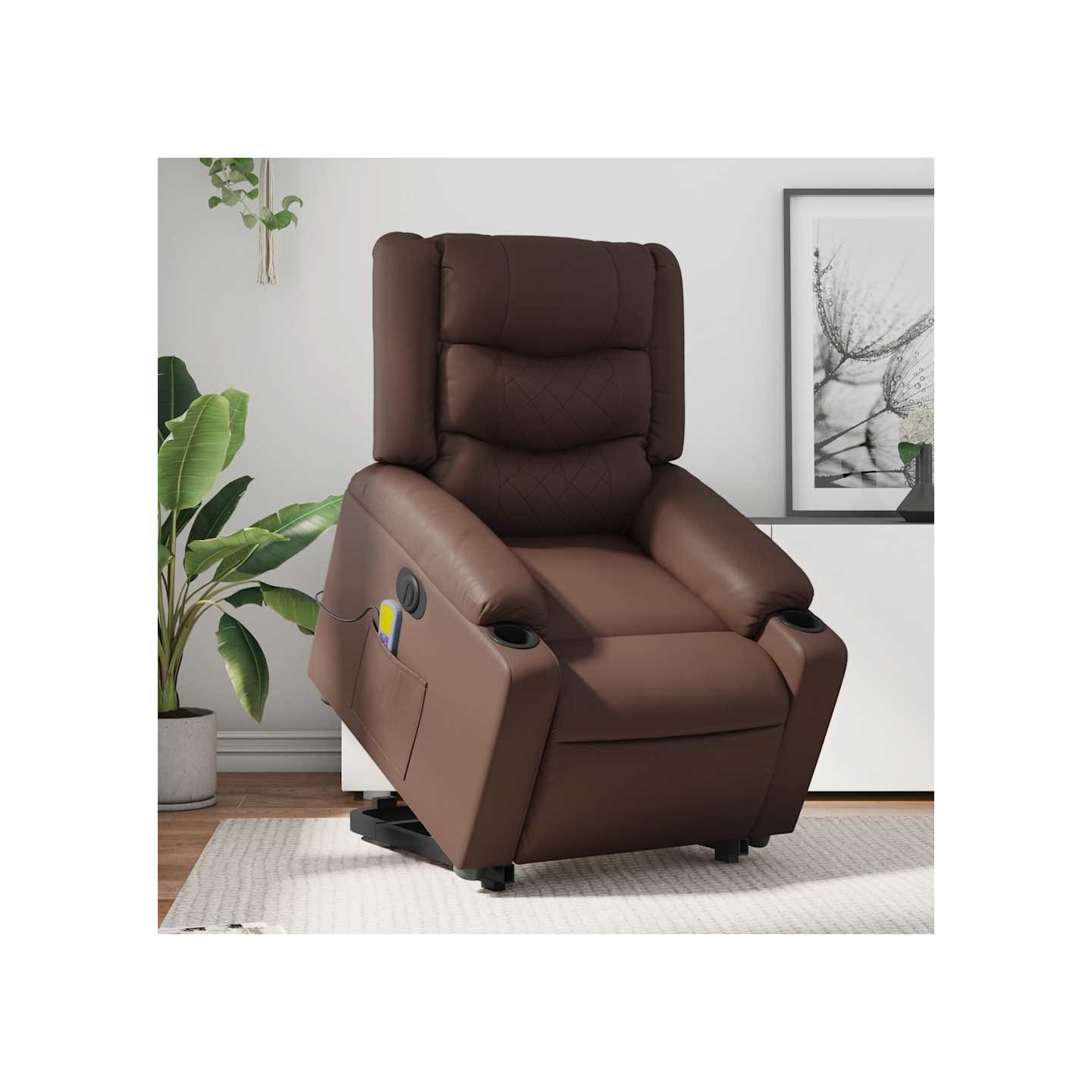 Fauteuil inclinable de massage électrique marron similicuir