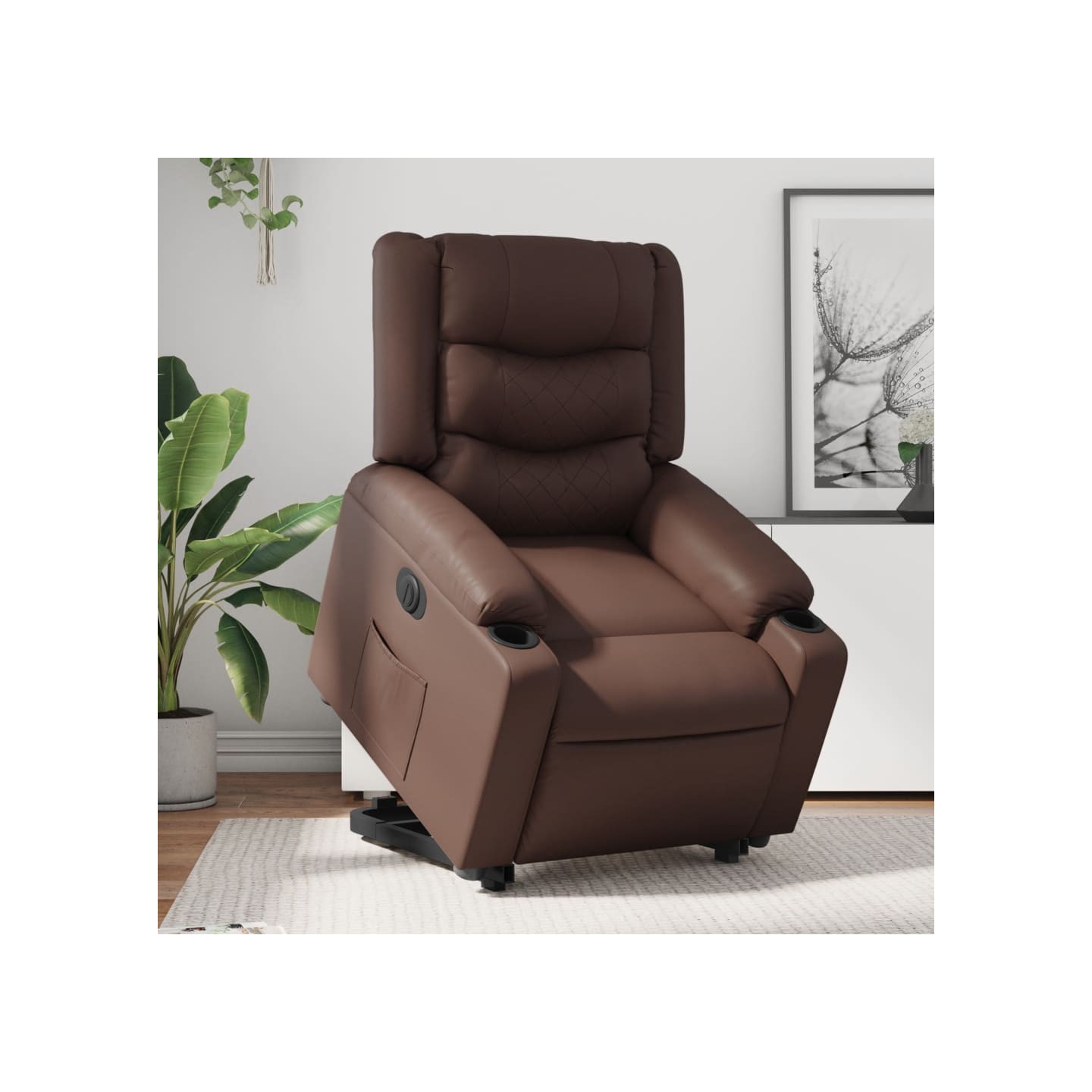 Fauteuil inclinable électrique marron similicuir