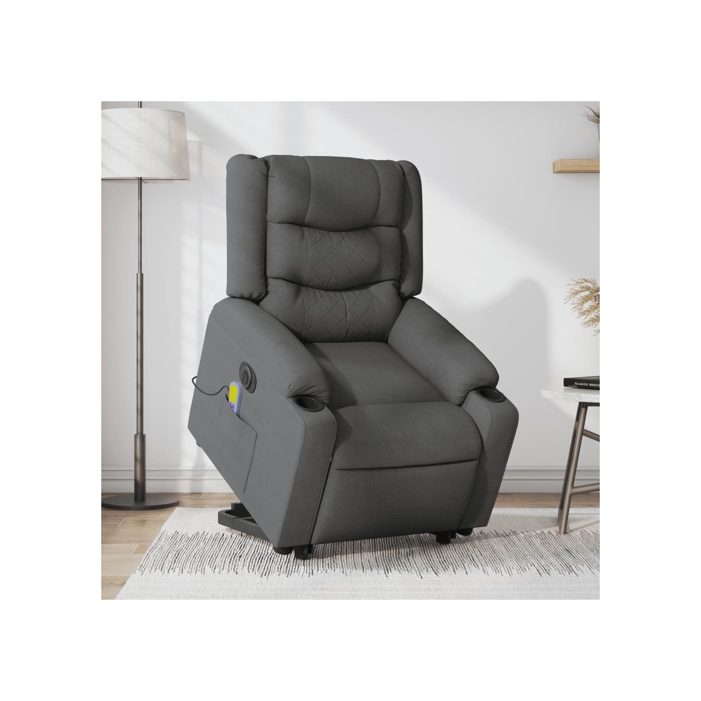 Fauteuil inclinable de massage électrique Gris foncé Tissu