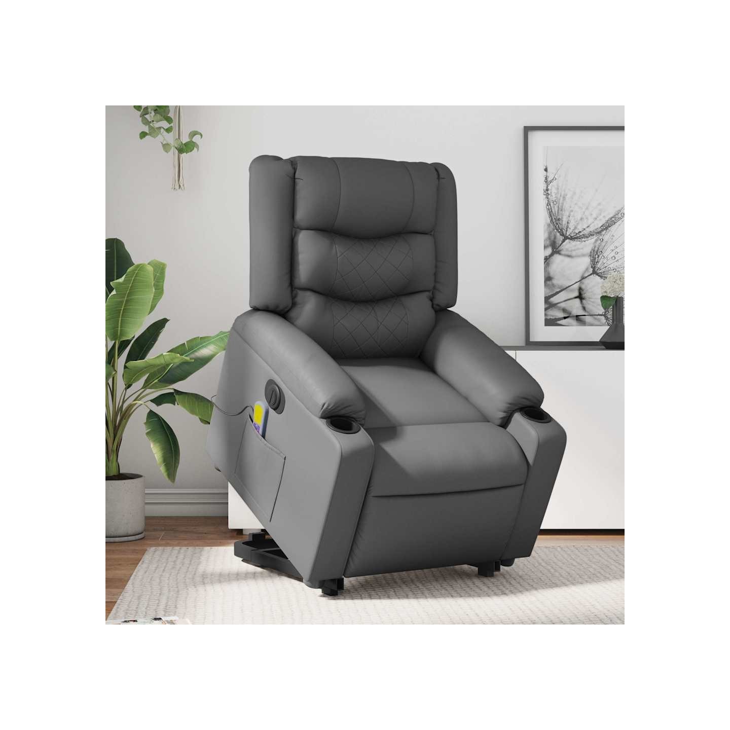Fauteuil inclinable de massage électrique gris similicuir