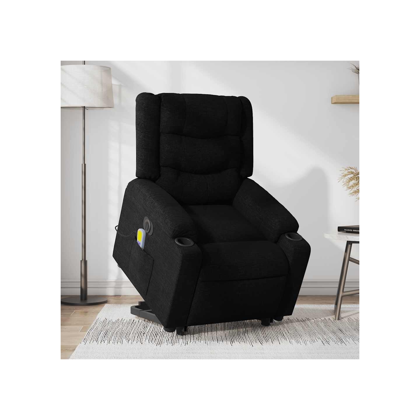 Fauteuil inclinable de massage électrique Noir Tissu