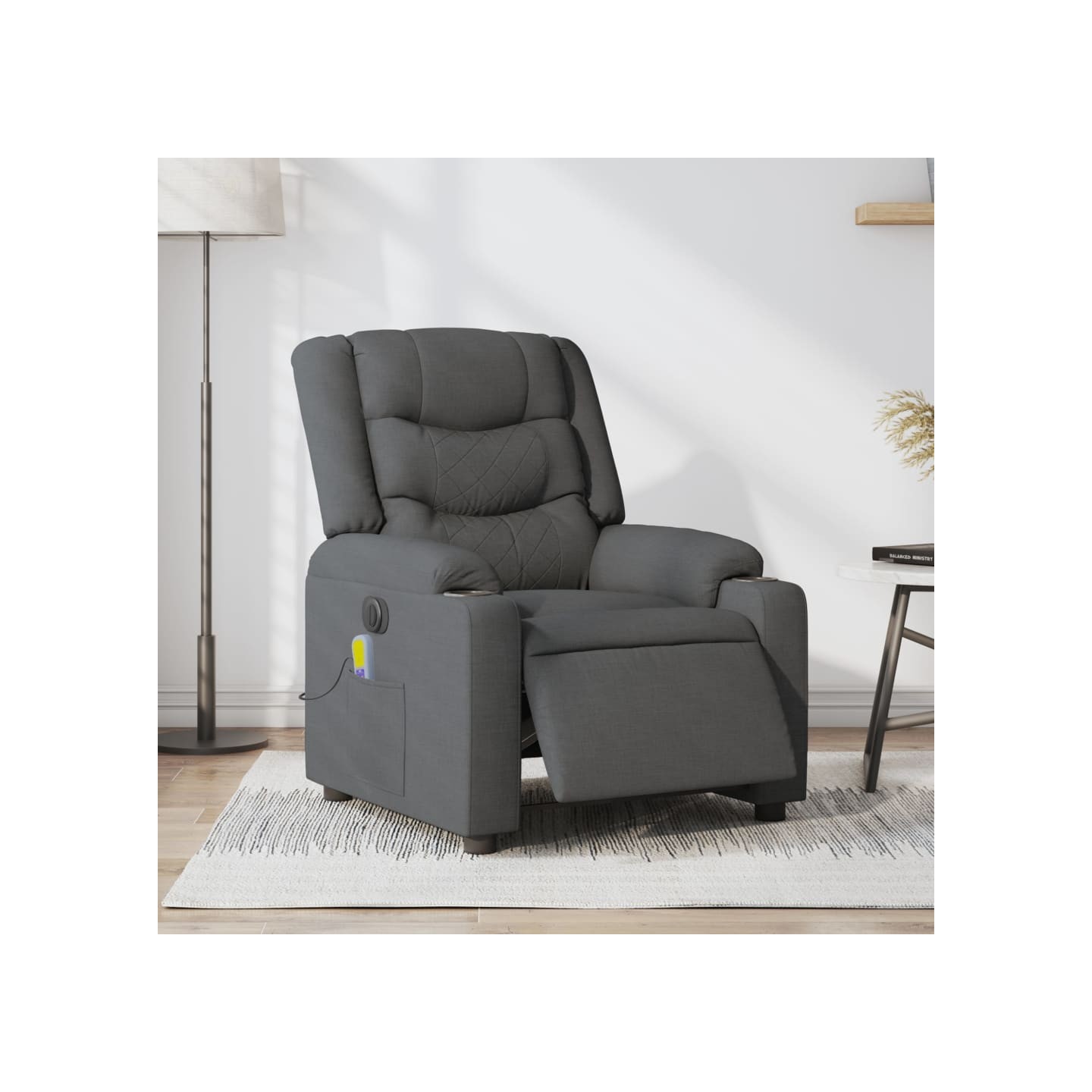 Fauteuil inclinable de massage électrique gris foncé tissu