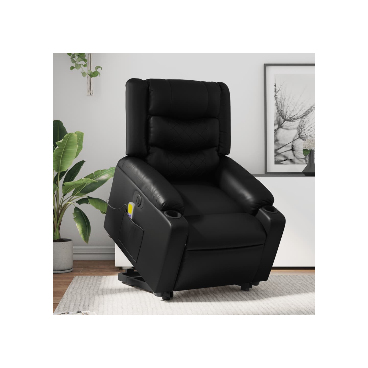 Fauteuil inclinable de massage électrique noir similicuir