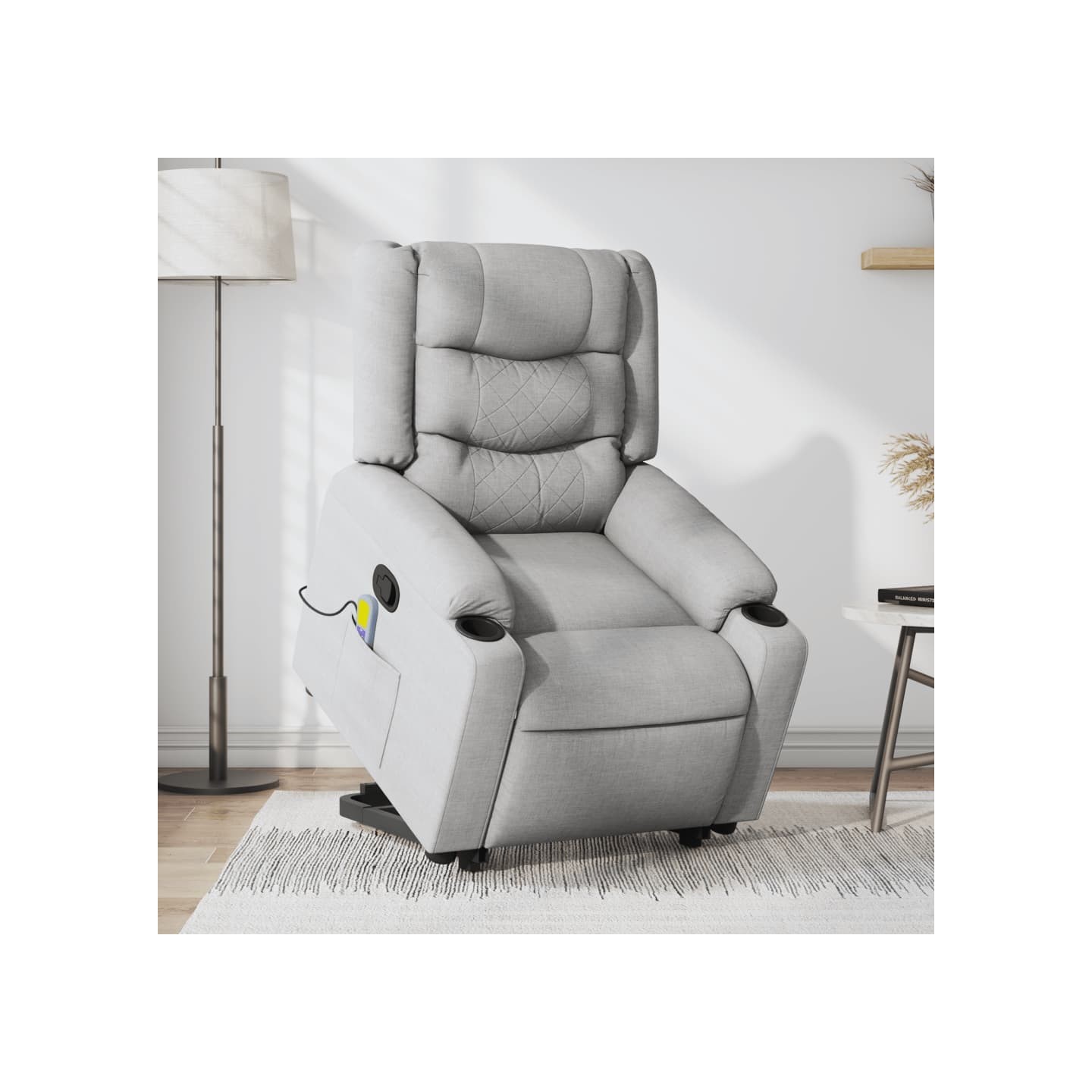 Fauteuil de massage inclinable Gris clair Tissu