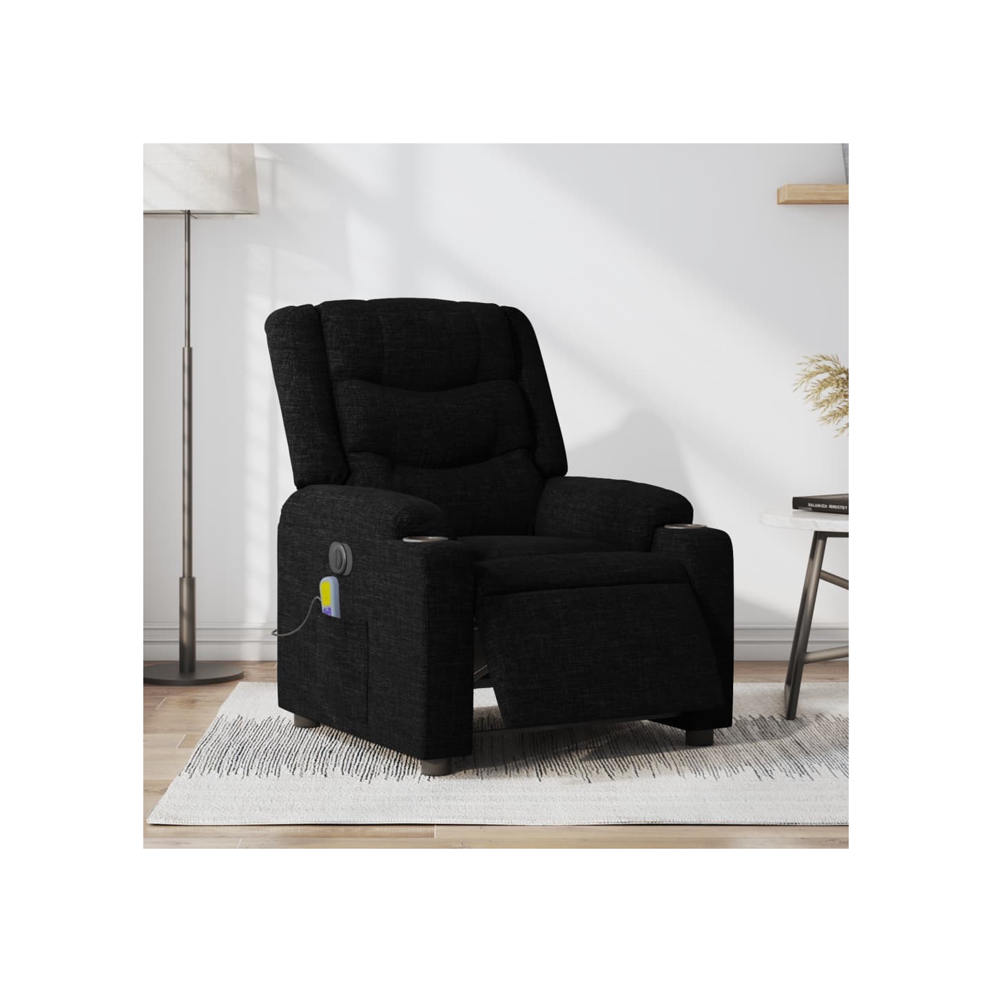 Fauteuil de massage inclinable électrique Noir Tissu