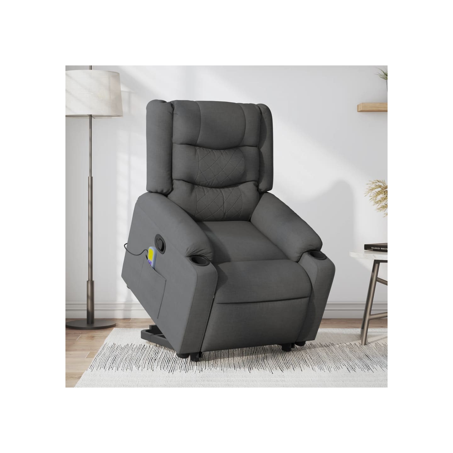 Fauteuil de massage inclinable Gris foncé Tissu