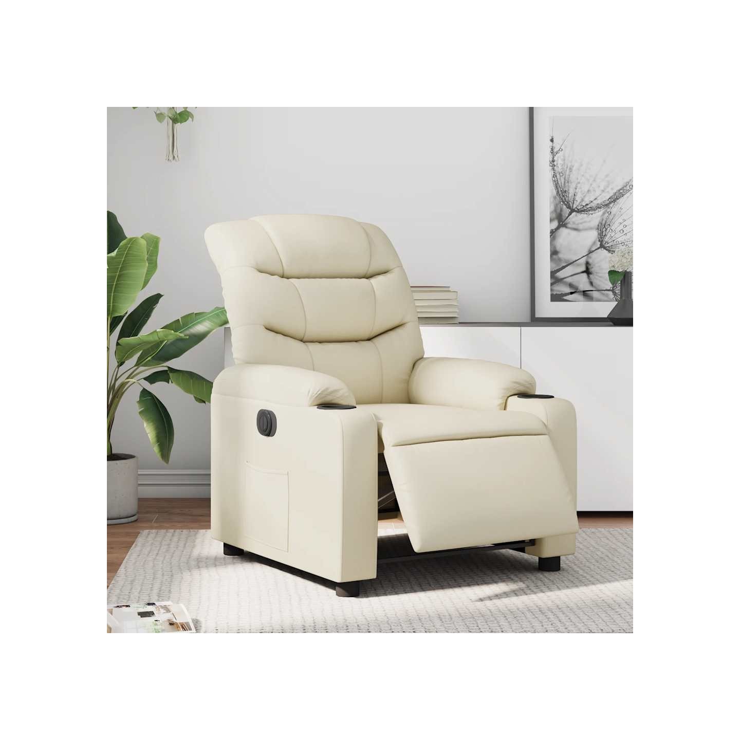 Fauteuil inclinable électrique Crème Similicuir