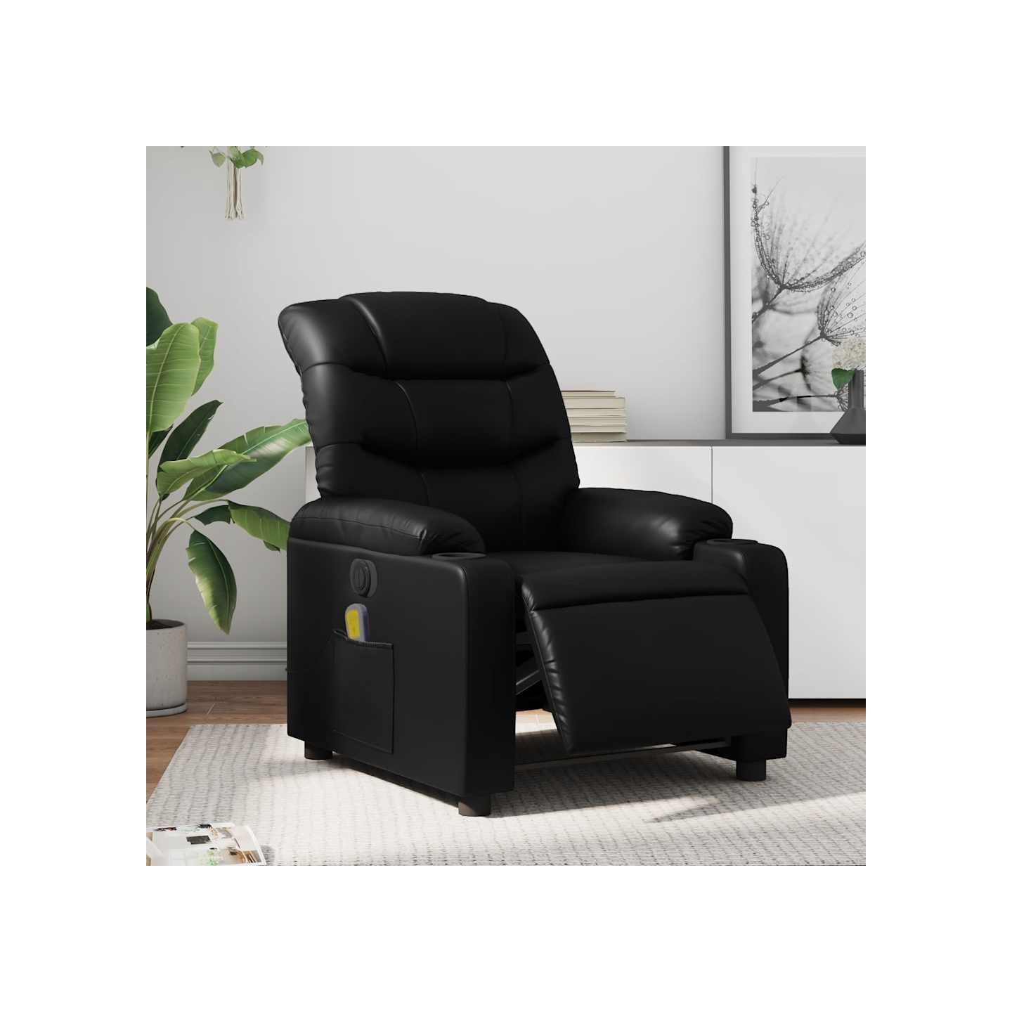 Fauteuil de massage inclinable électrique noir similicuir