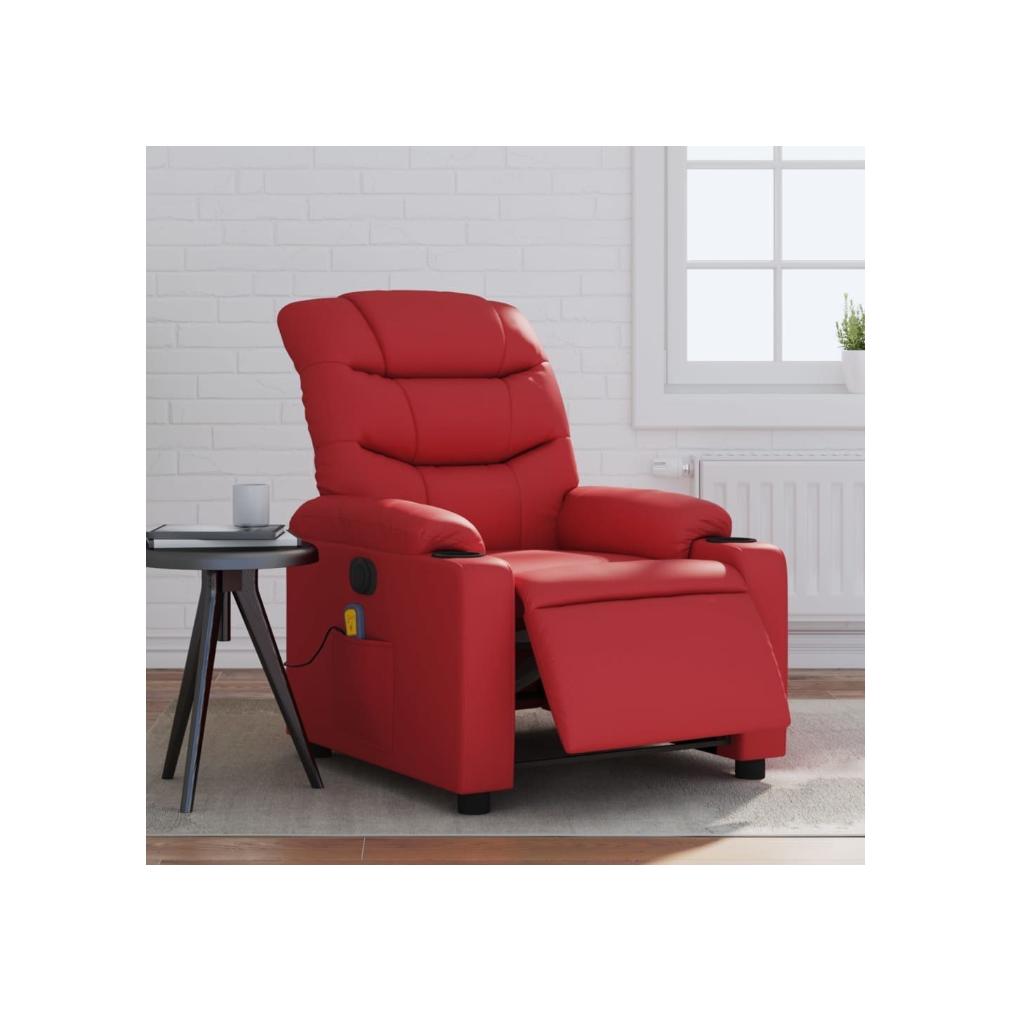 Fauteuil de massage inclinable électrique rouge similicuir