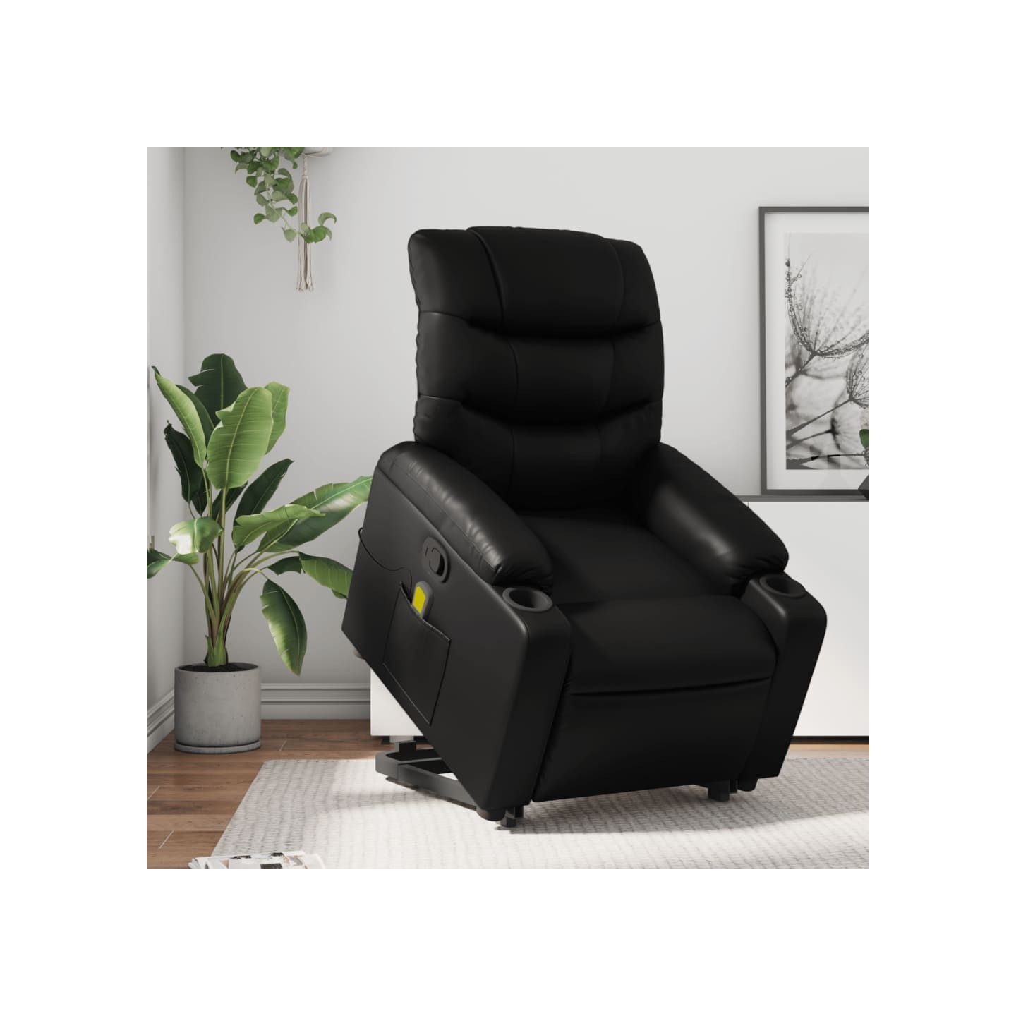 Fauteuil inclinable de massage Noir Similicuir