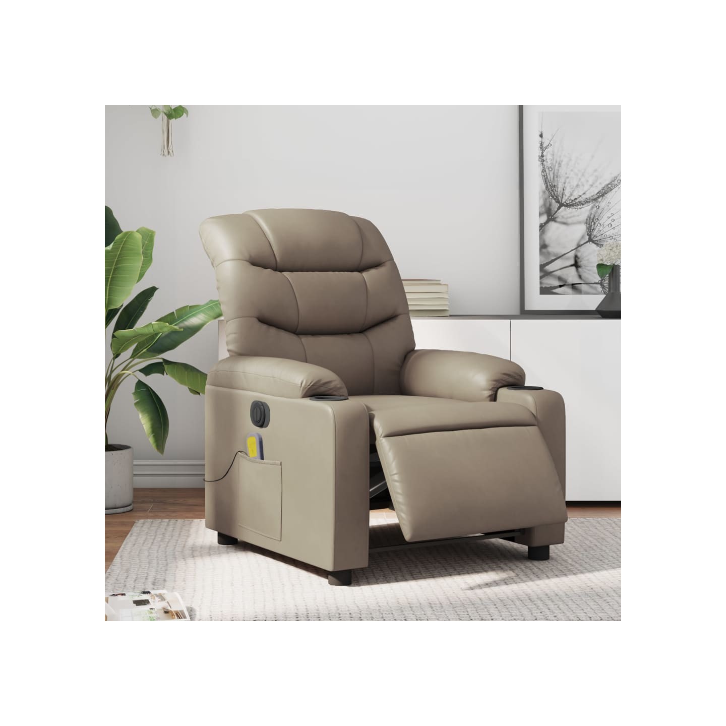 Fauteuil de massage inclinable électrique cappuccino similicuir