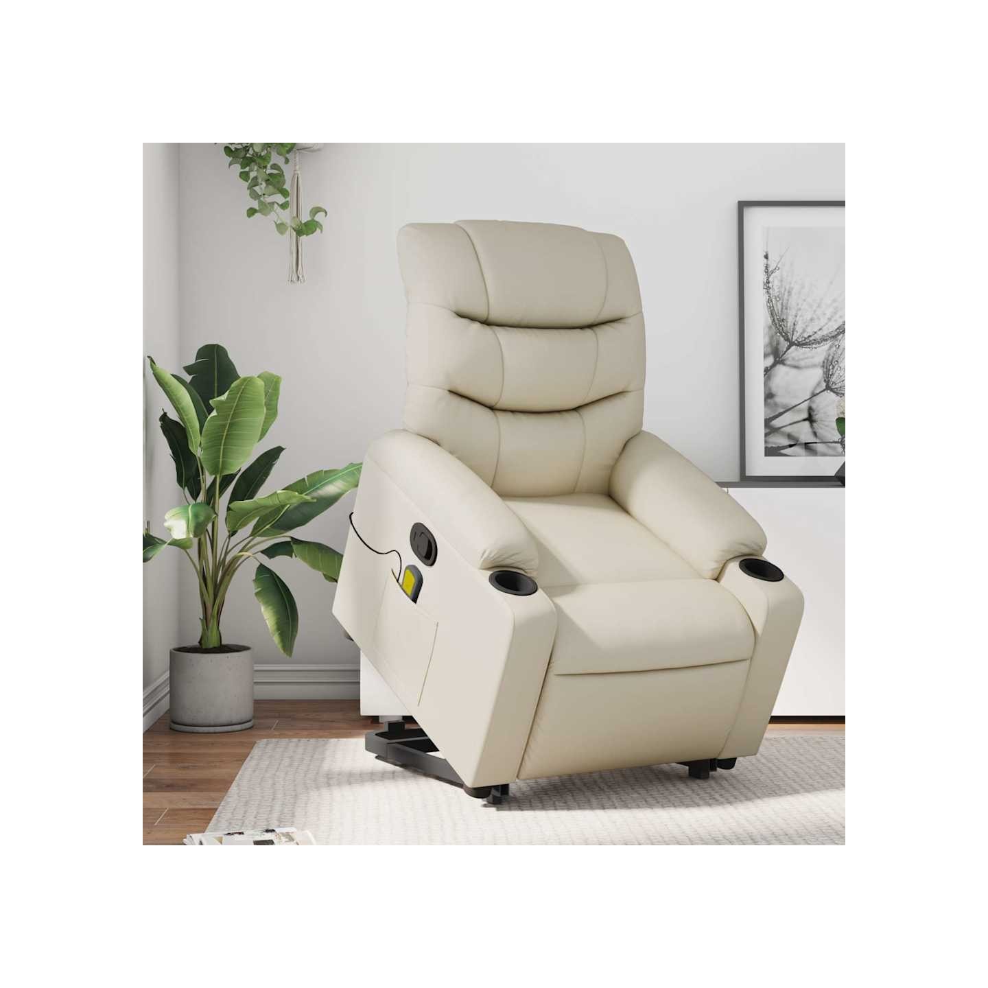 Fauteuil inclinable de massage Crème Similicuir