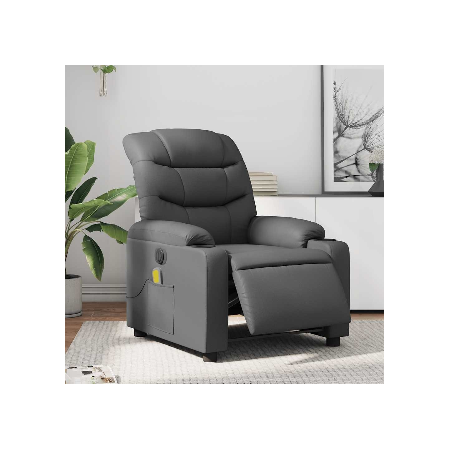 Fauteuil de massage inclinable électrique gris similicuir