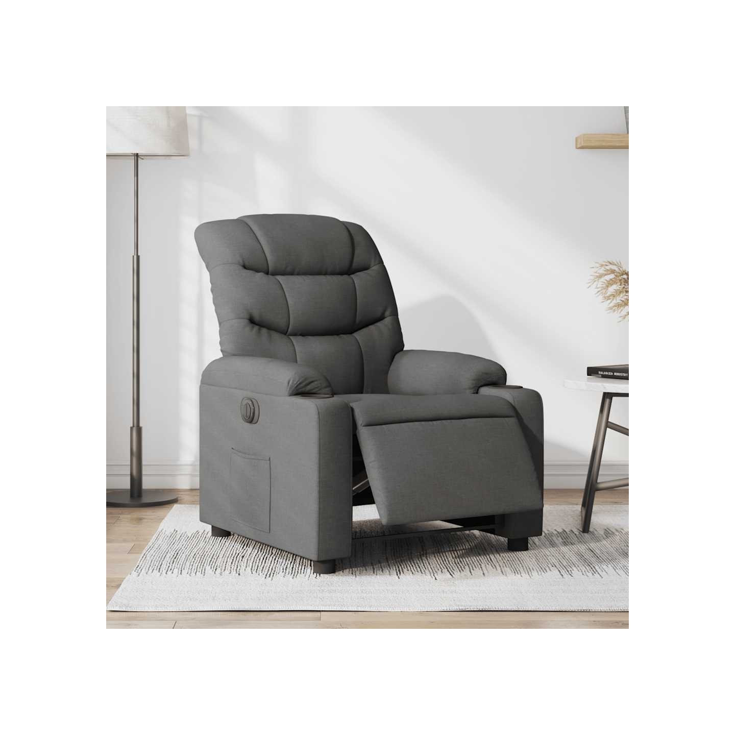 Fauteuil inclinable électrique Gris foncé Tissu
