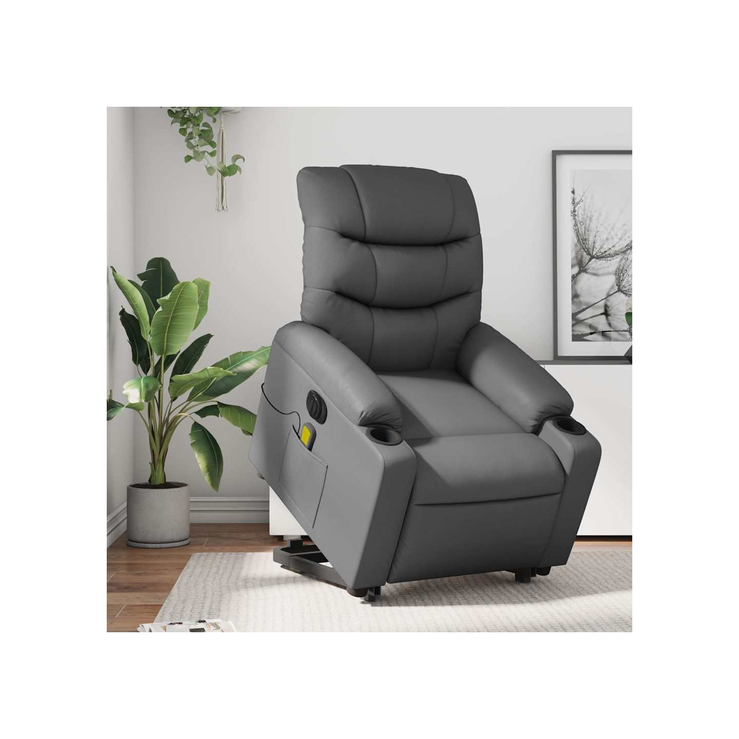 Fauteuil inclinable de massage électrique gris similicuir