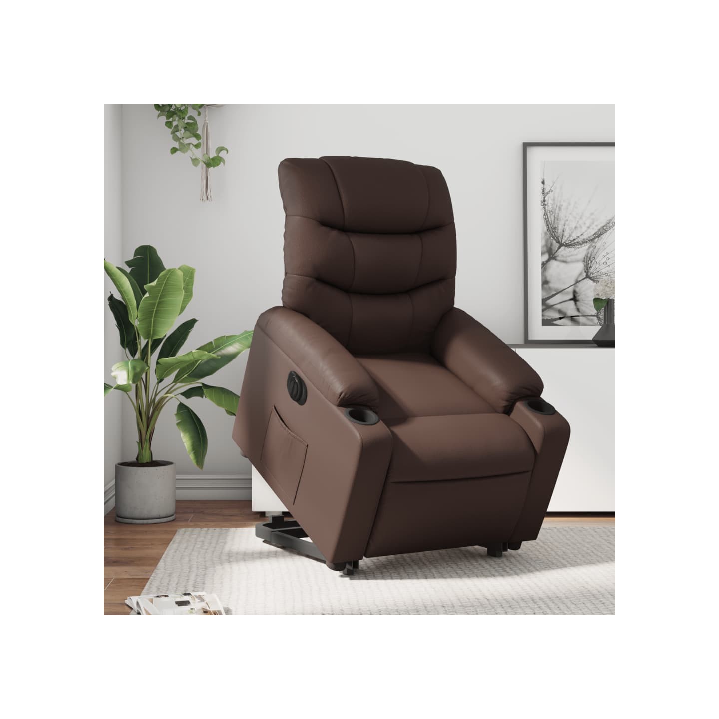 Fauteuil inclinable électrique marron similicuir
