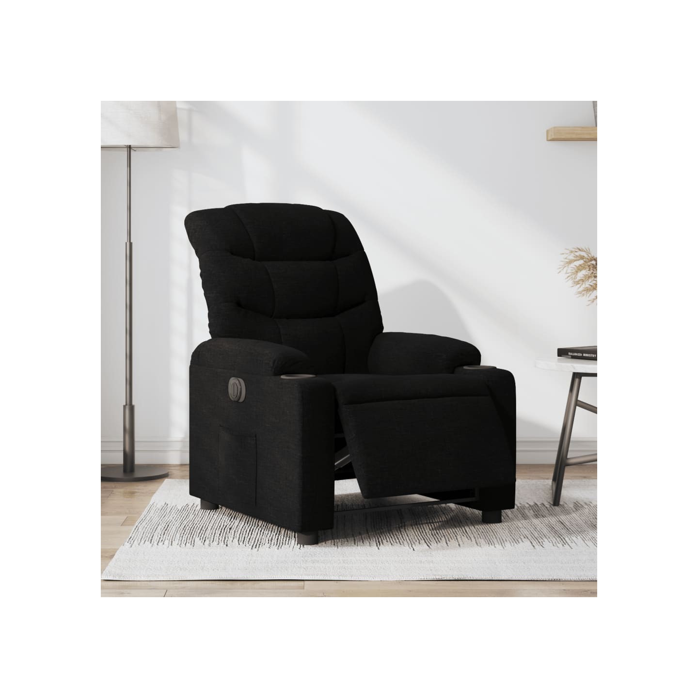 Fauteuil inclinable électrique Noir Tissu