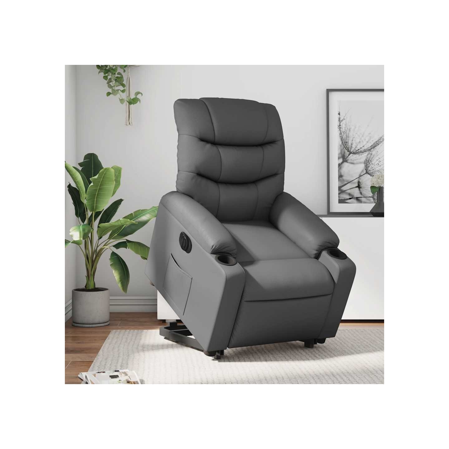 Fauteuil inclinable électrique gris similicuir