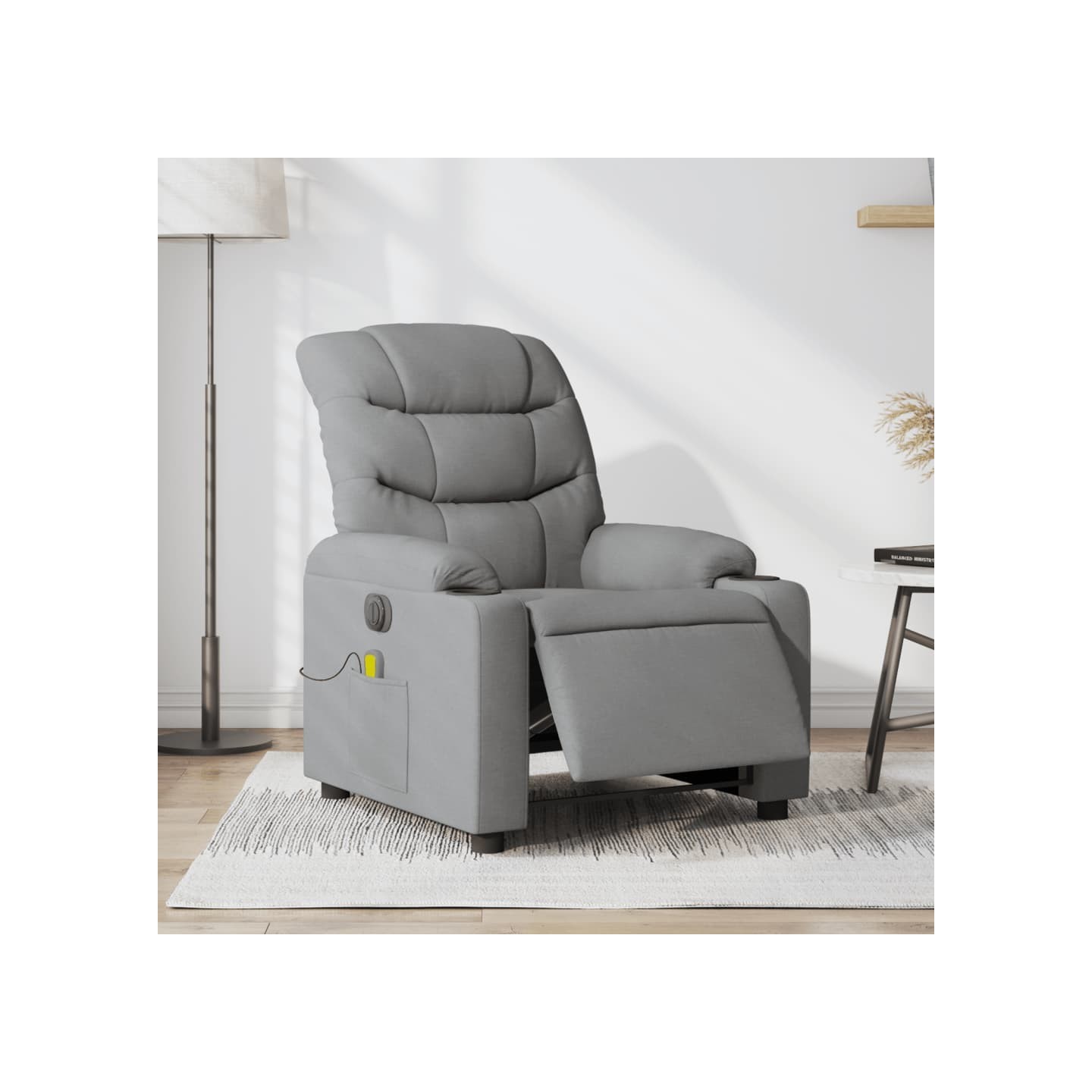 Fauteuil de massage inclinable électrique gris clair tissu