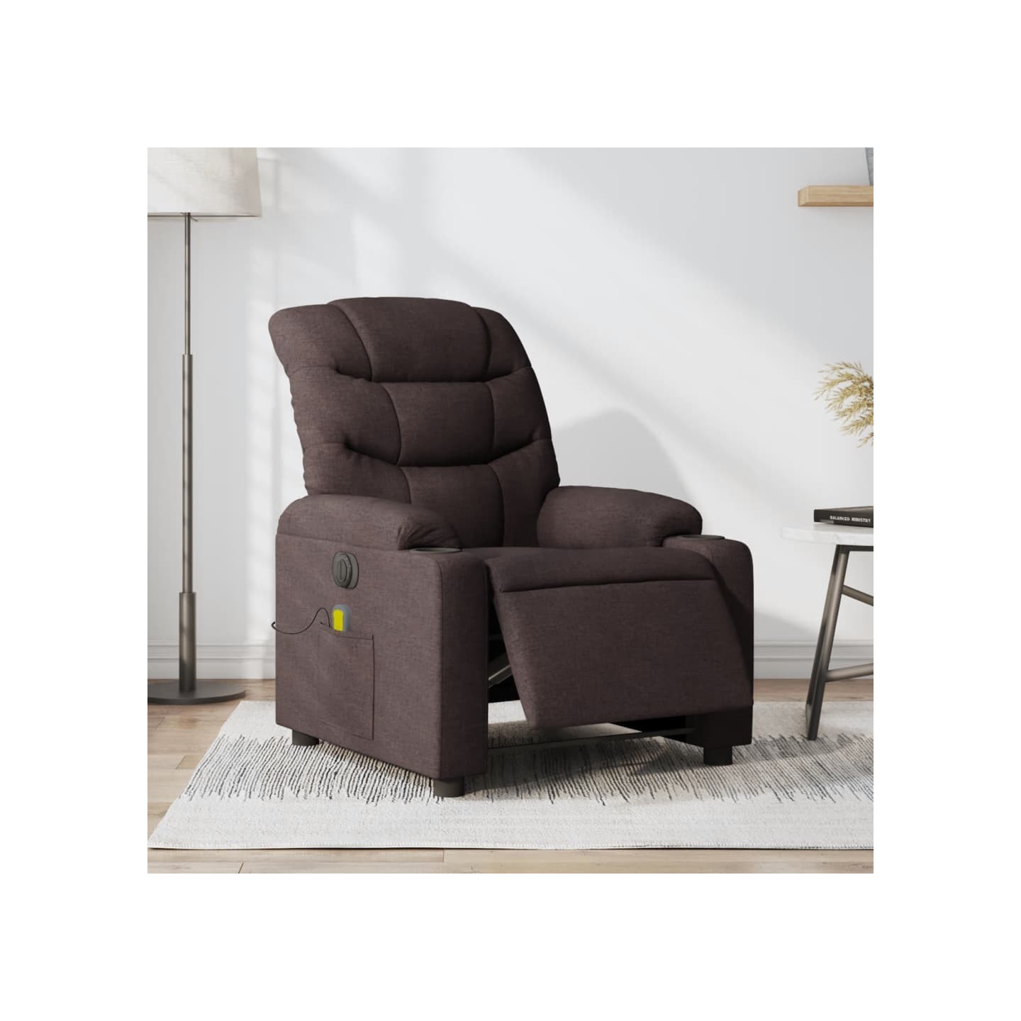 Fauteuil de massage inclinable électrique Marron foncé Tissu