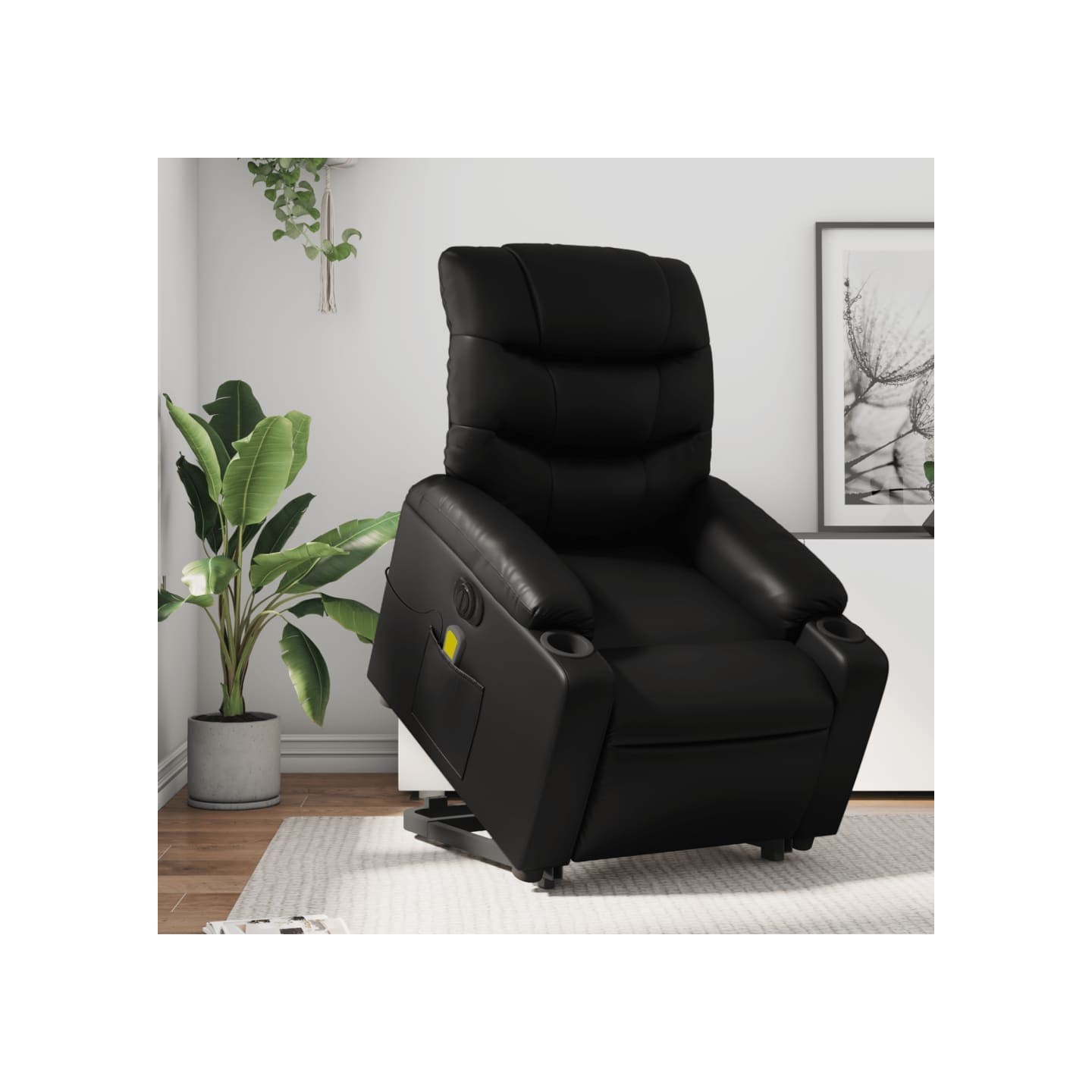 Fauteuil inclinable de massage électrique noir similicuir