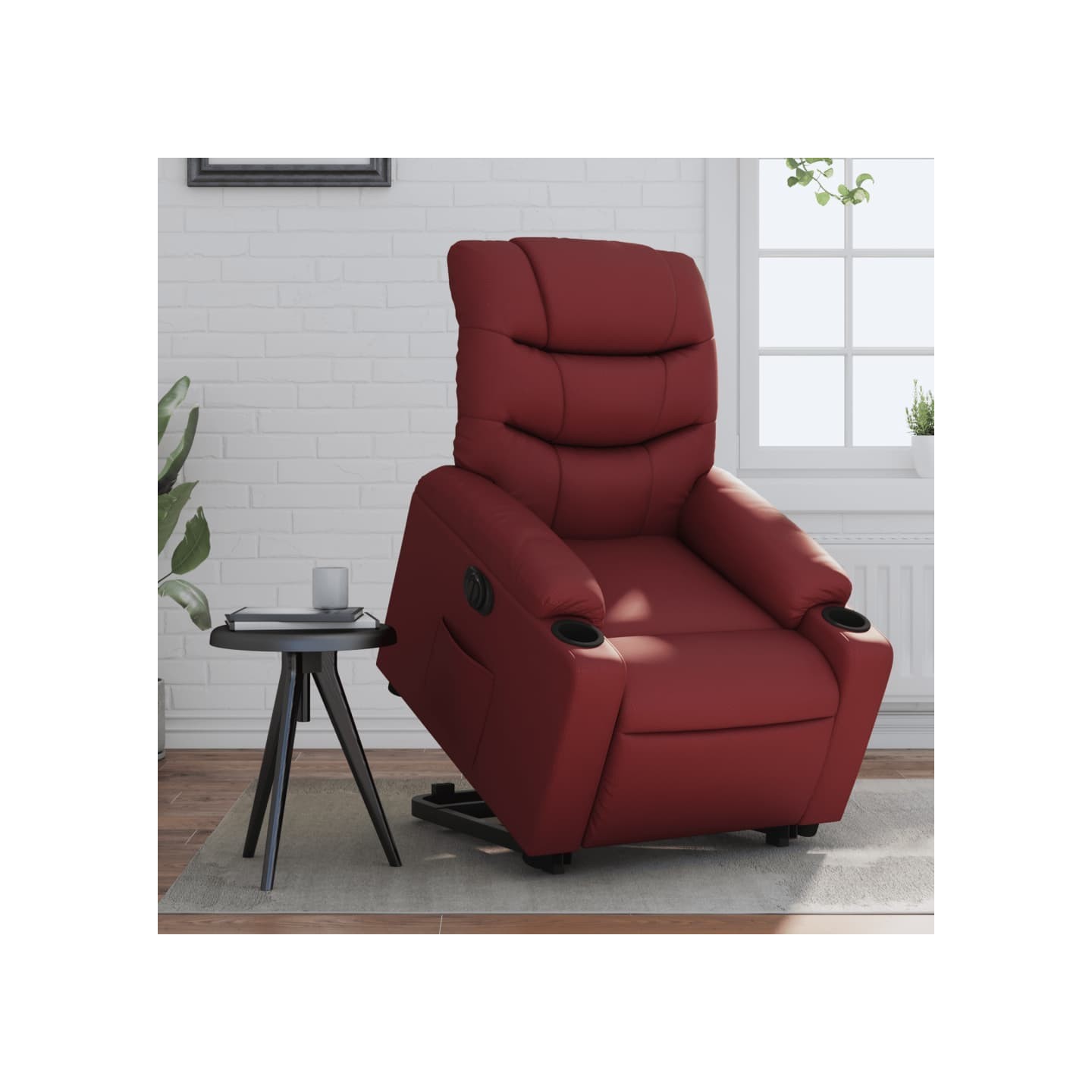 Fauteuil inclinable électrique rouge bordeaux similicuir