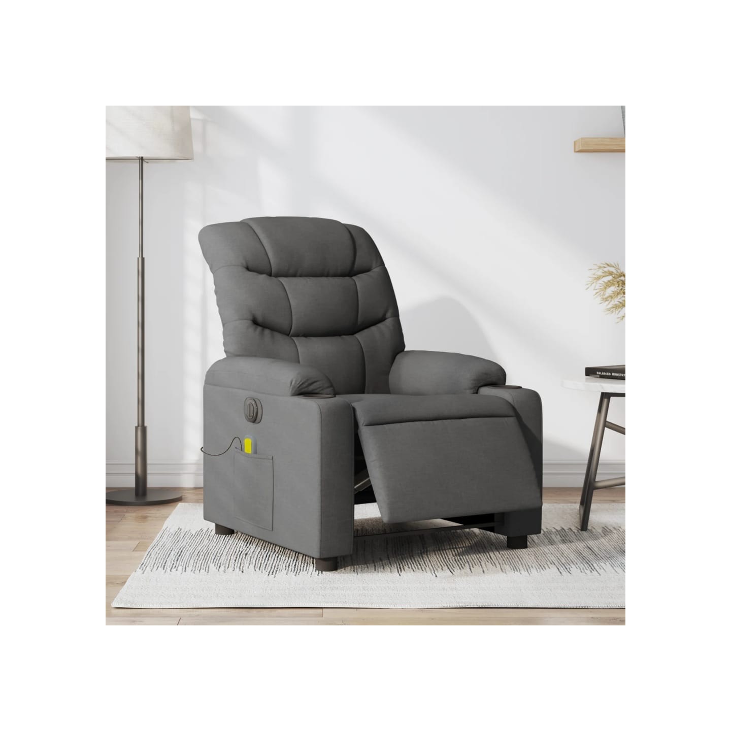 Fauteuil inclinable de massage électrique gris foncé tissu