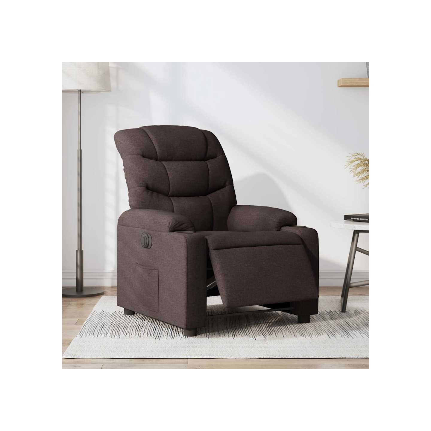 Fauteuil inclinable électrique Marron foncé Tissu