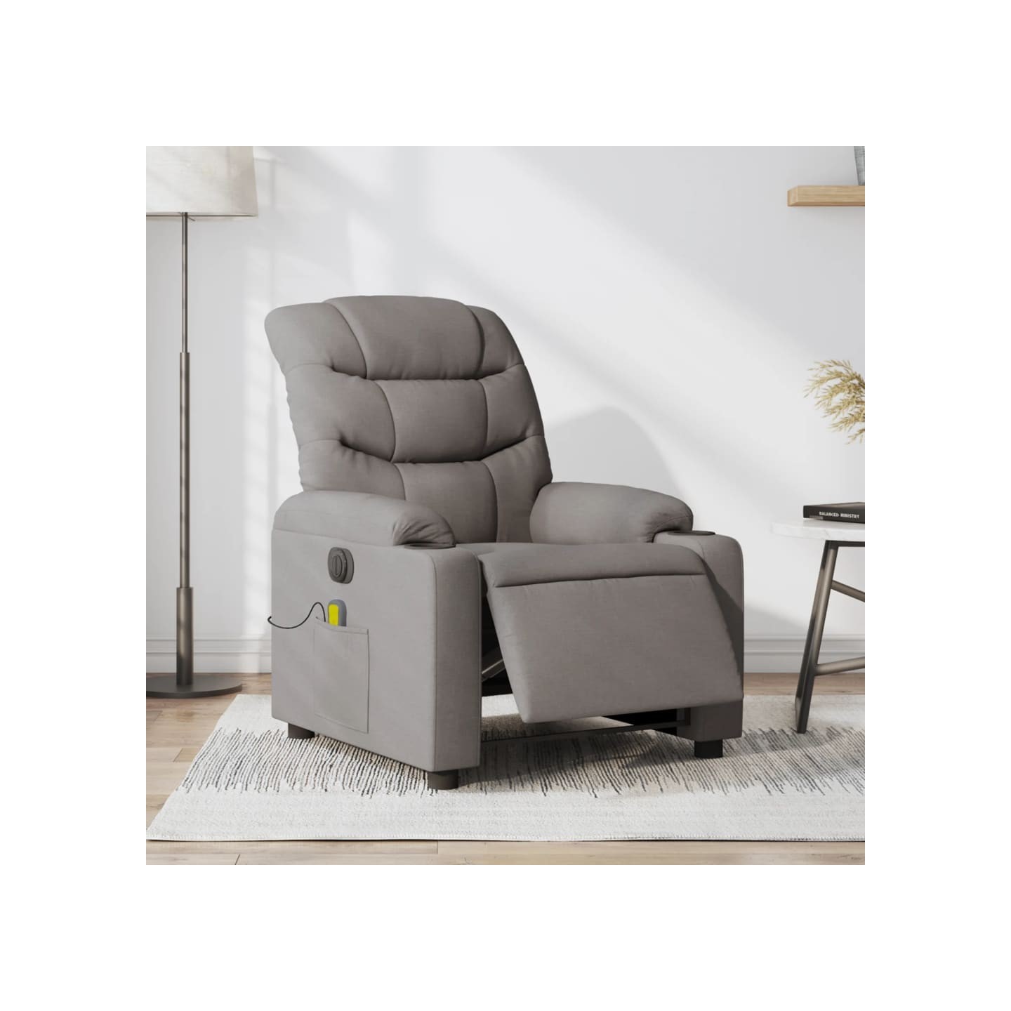 Fauteuil de massage inclinable électrique Taupe Tissu