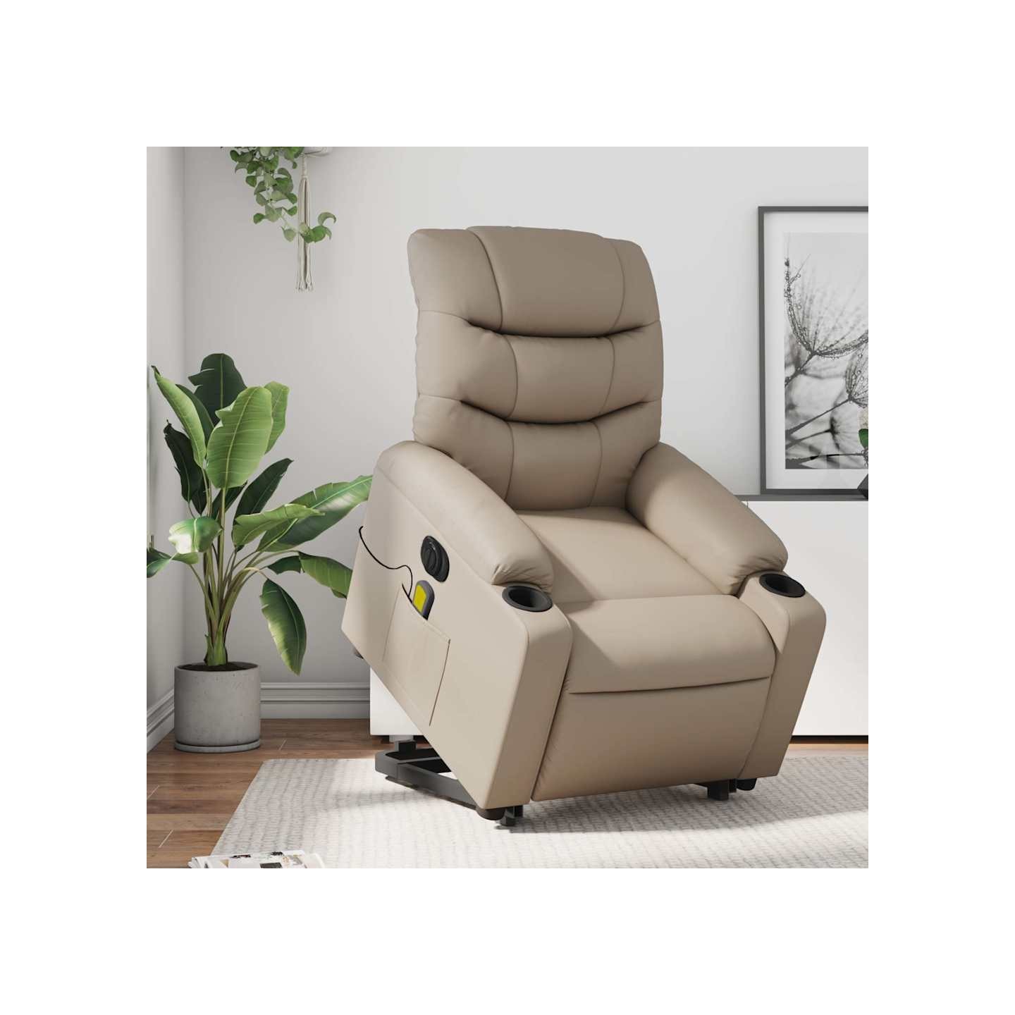 Fauteuil inclinable de massage électrique cappuccino similicuir
