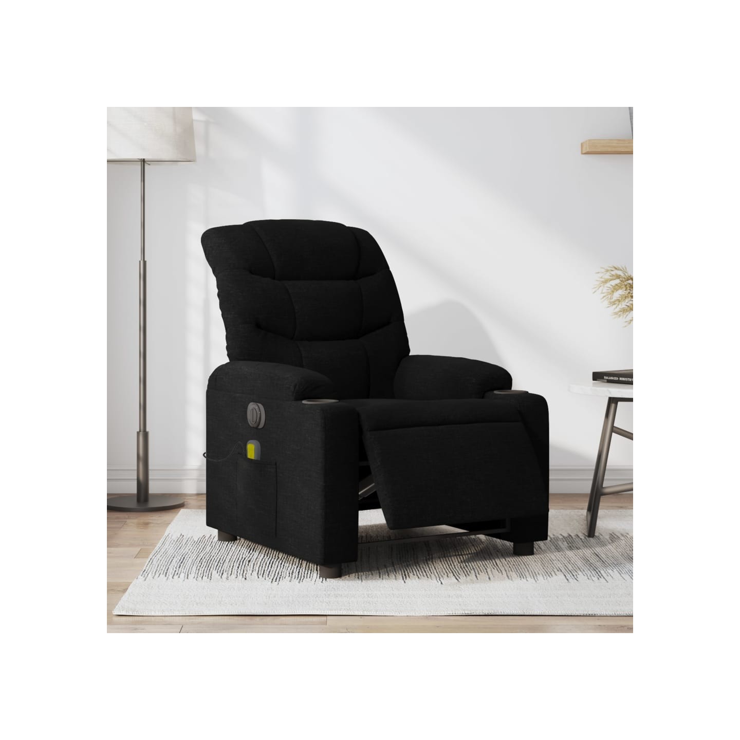 Fauteuil de massage inclinable électrique Noir Tissu