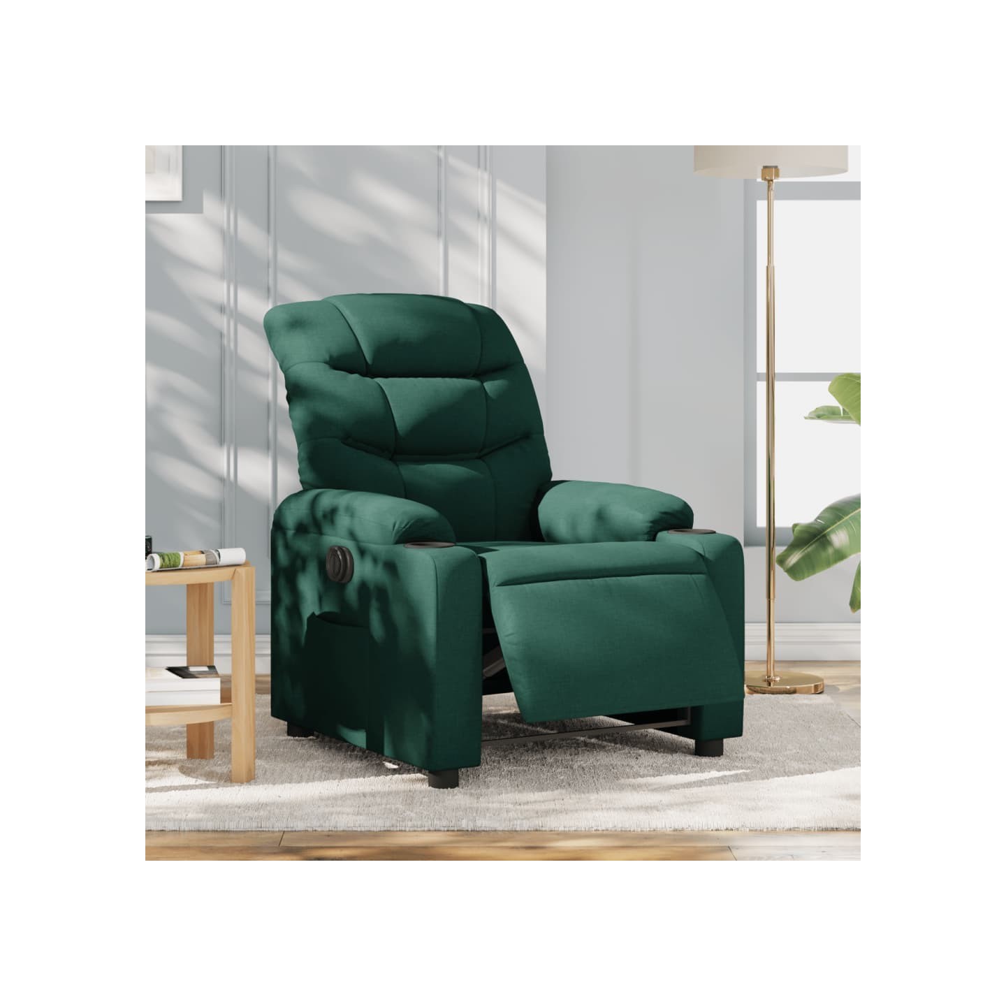 Fauteuil inclinable électrique Vert foncé Tissu