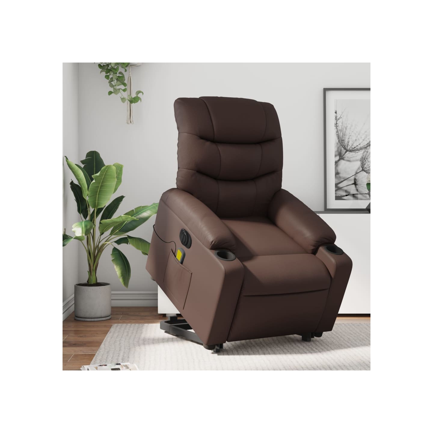 Fauteuil inclinable de massage électrique marron similicuir