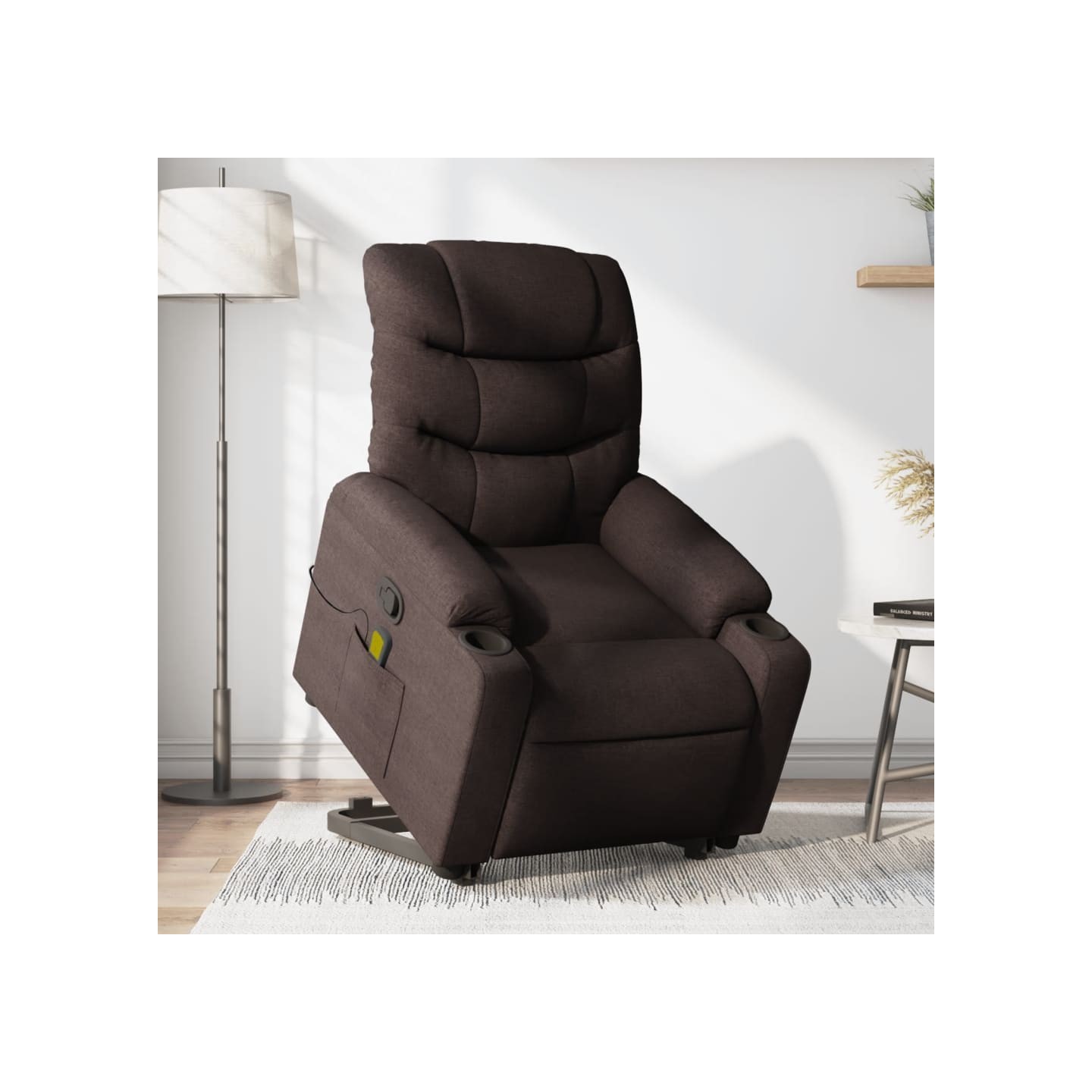 Fauteuil inclinable de massage Marron foncé Tissu