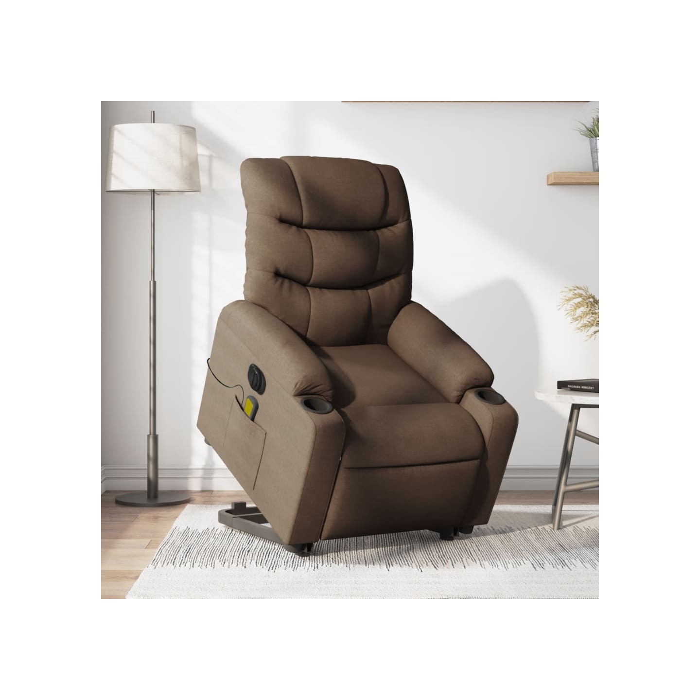 Fauteuil inclinable de massage électrique Marron Tissu