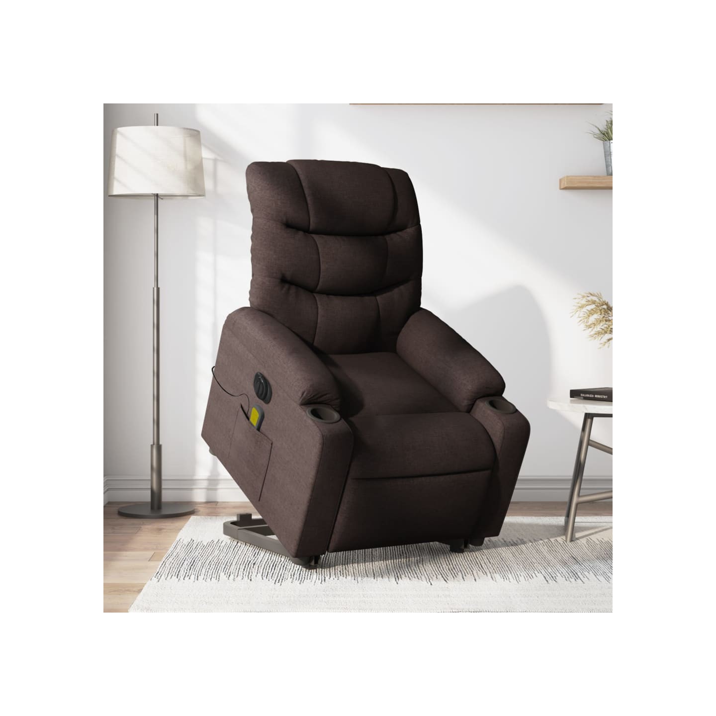 Fauteuil inclinable de massage électrique Marron foncé Tissu