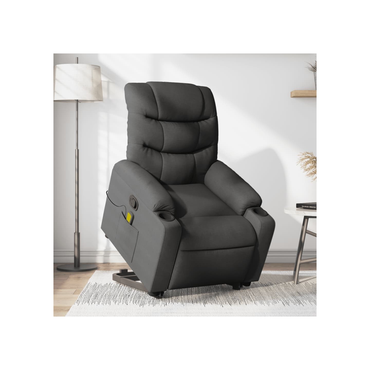 Fauteuil de massage inclinable Gris foncé Tissu
